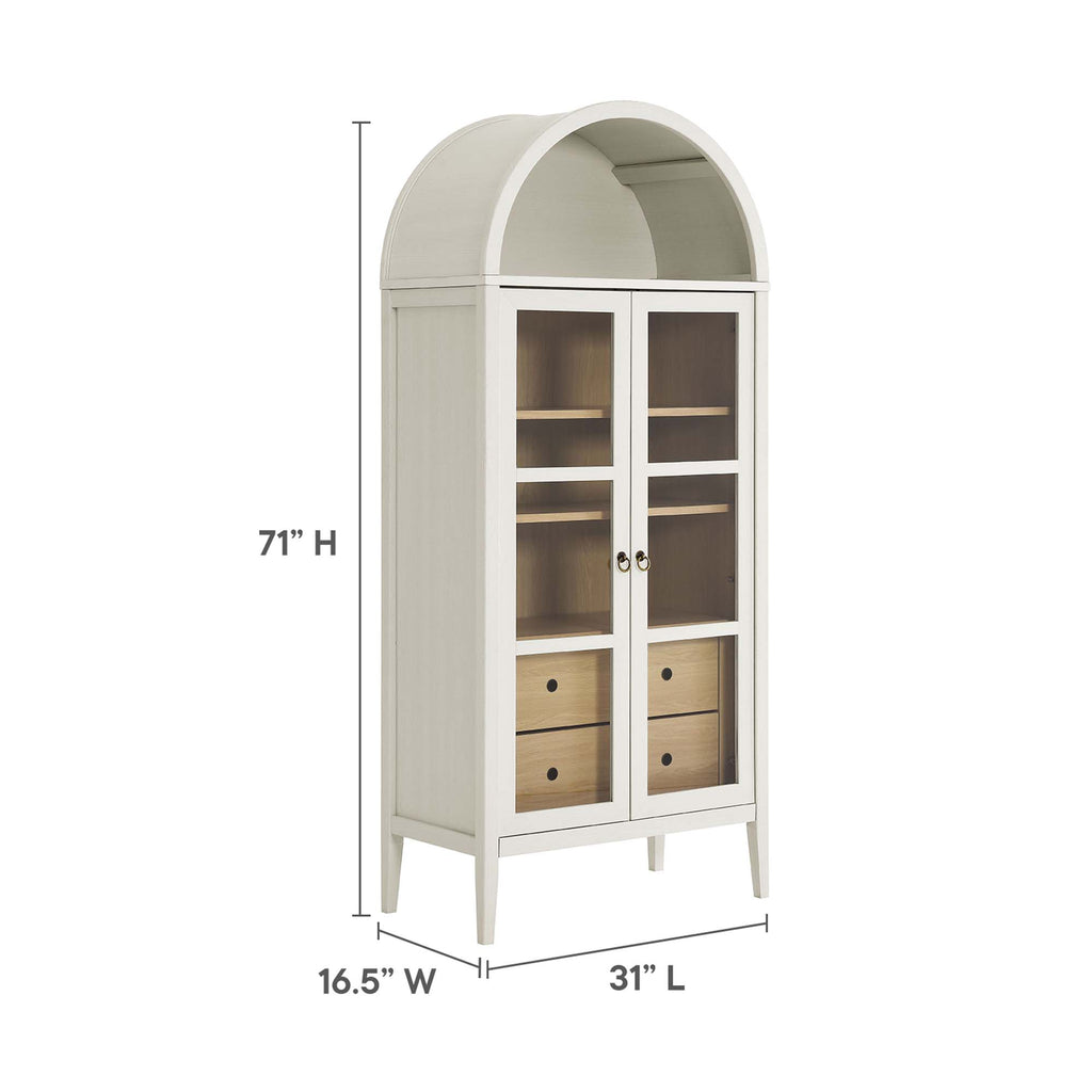 Nolan Tall Arched Storage Display Cabinet - White Oak