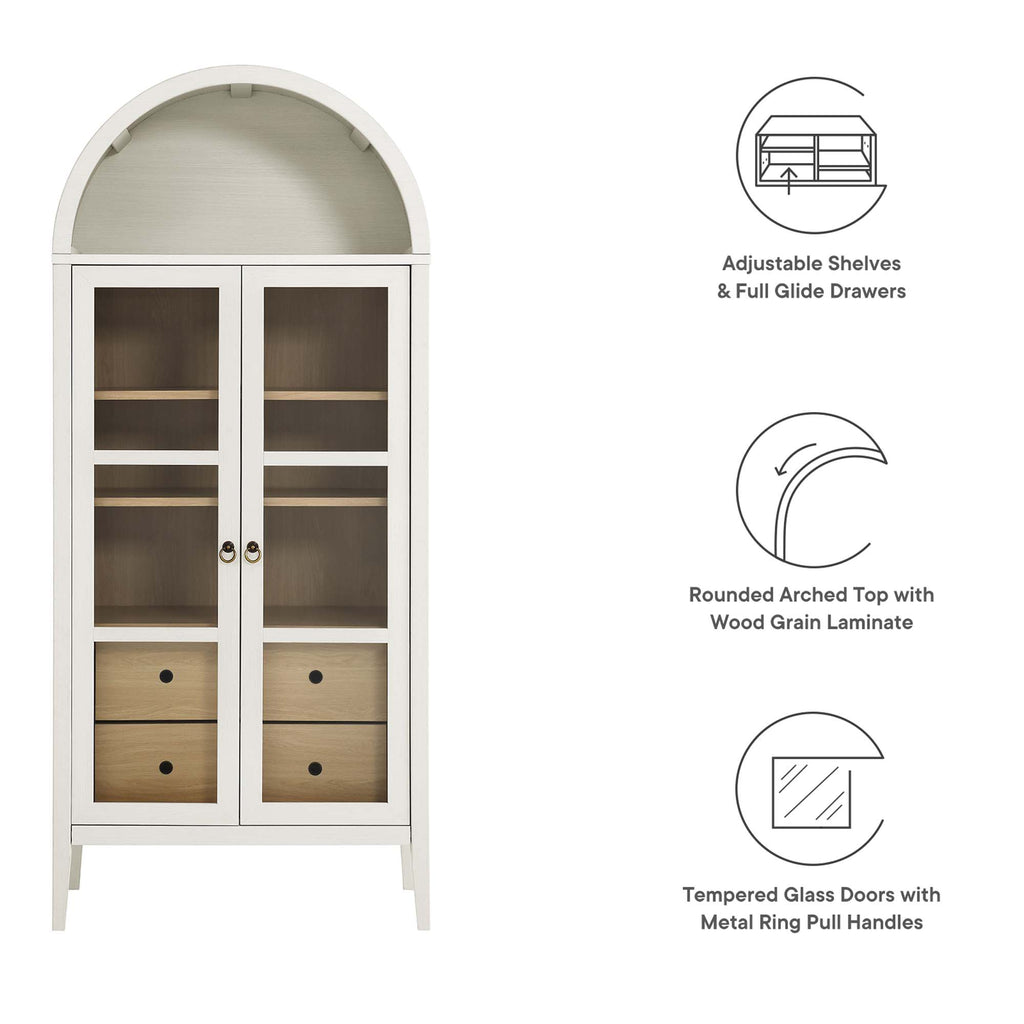 Nolan Tall Arched Storage Display Cabinet - White Oak
