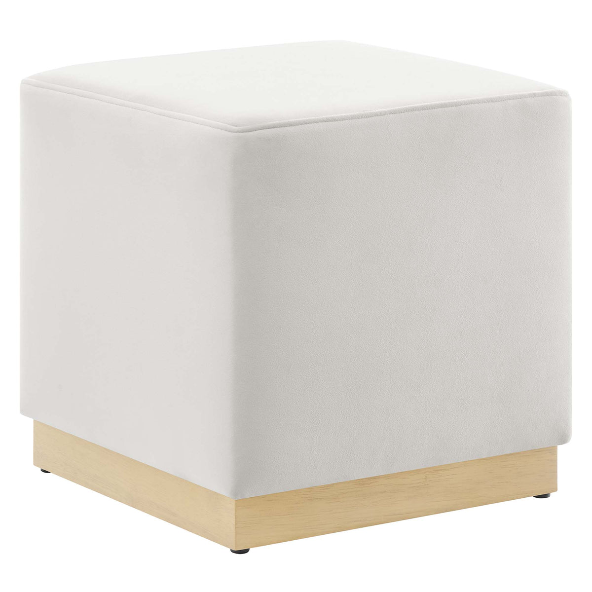 Tilden 17" Square Performance Velvet Upholstered Ottoman - Alabaster Natural