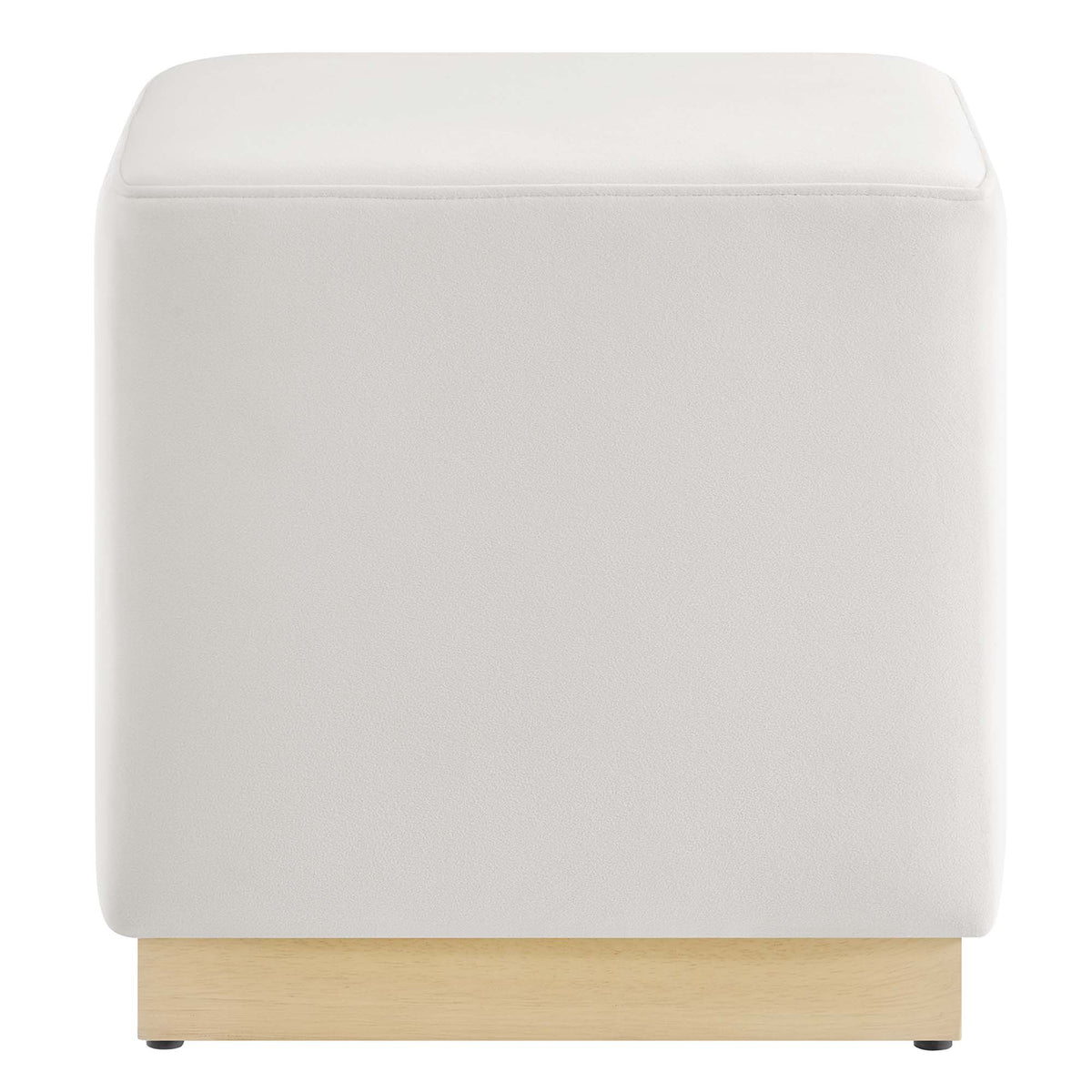 Tilden 17" Square Performance Velvet Upholstered Ottoman - Alabaster Natural