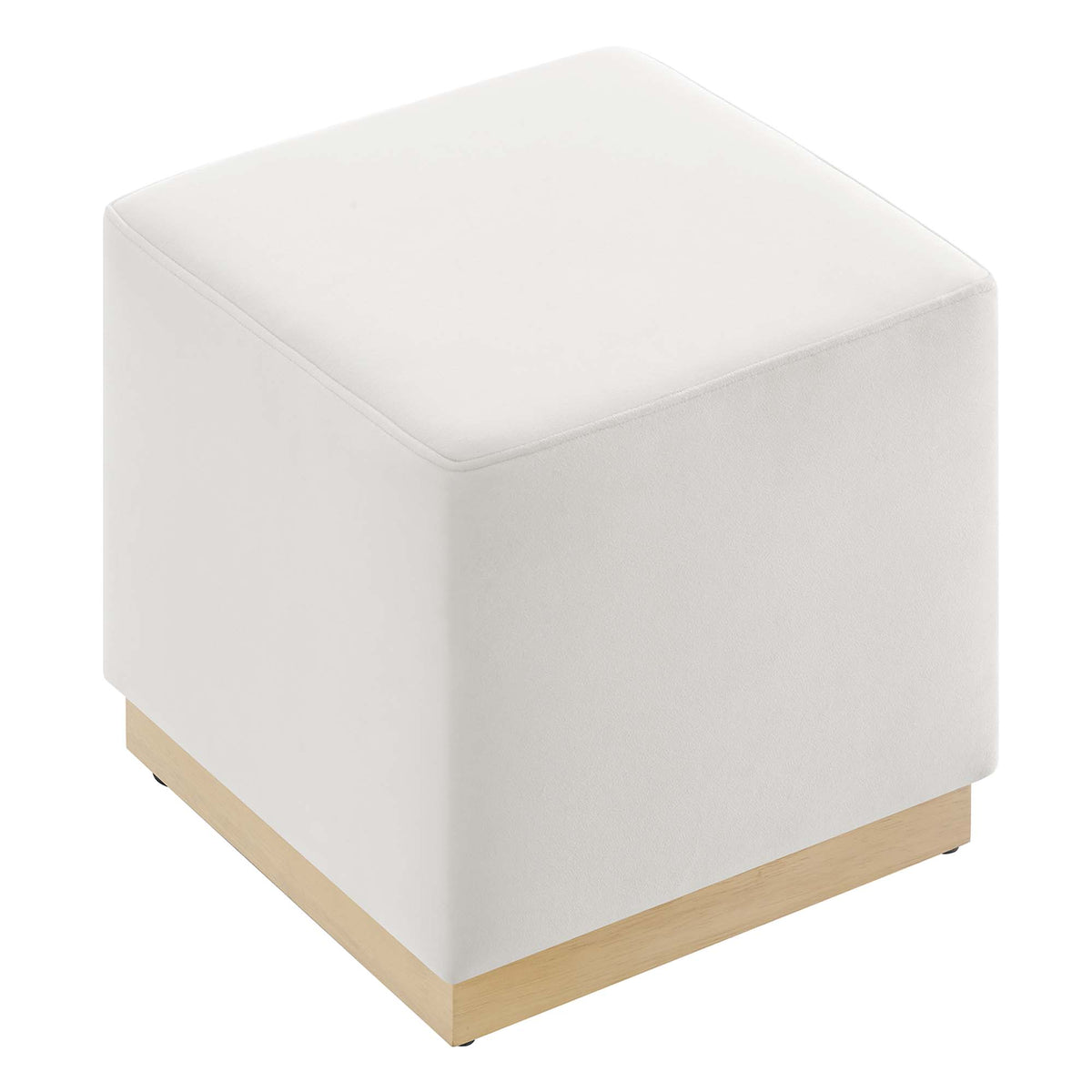 Tilden 17" Square Performance Velvet Upholstered Ottoman - Alabaster Natural