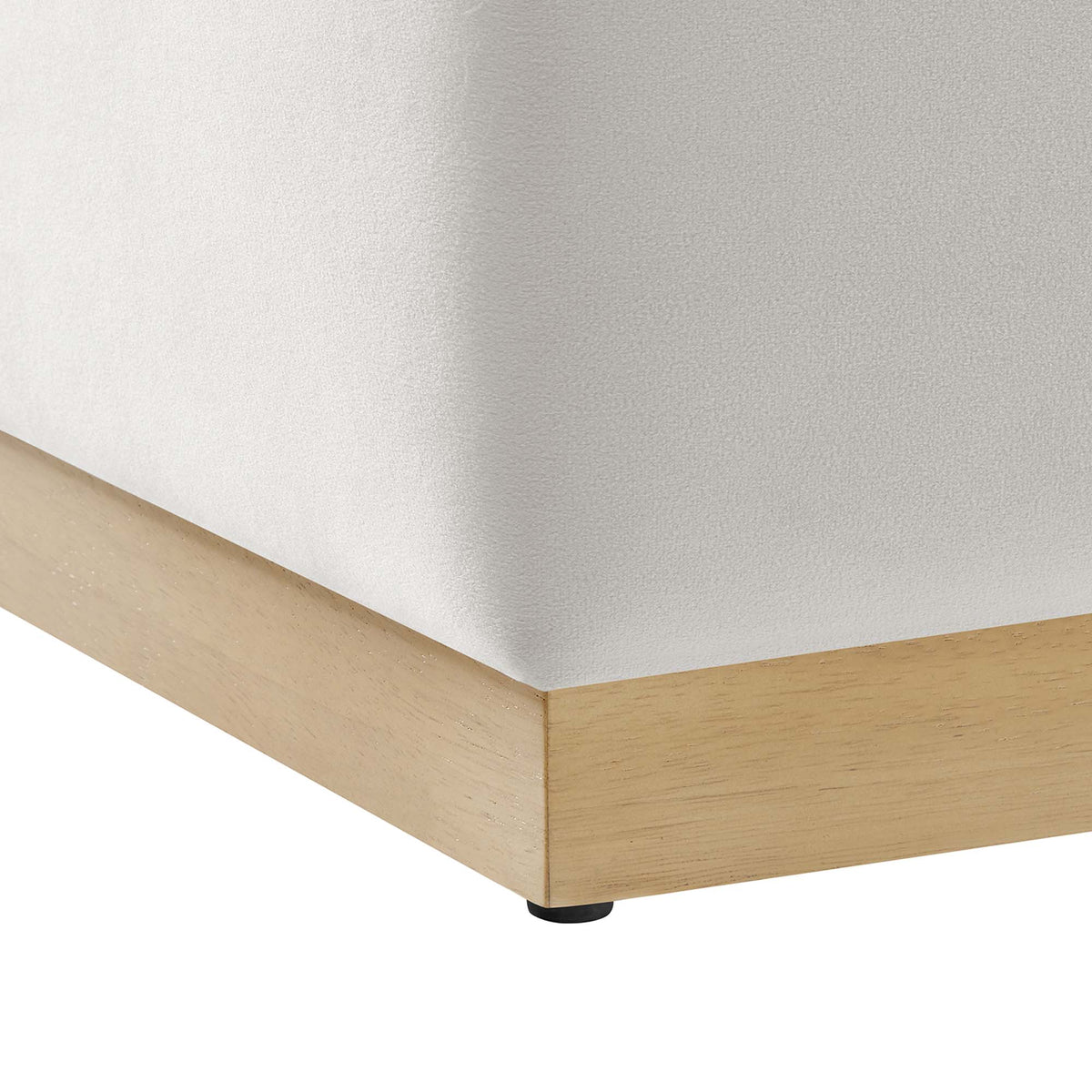 Tilden 17" Square Performance Velvet Upholstered Ottoman - Alabaster Natural