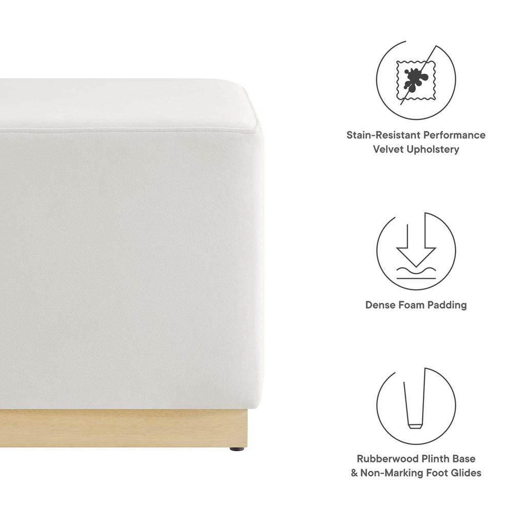 Tilden 17" Square Performance Velvet Upholstered Ottoman - Alabaster Natural