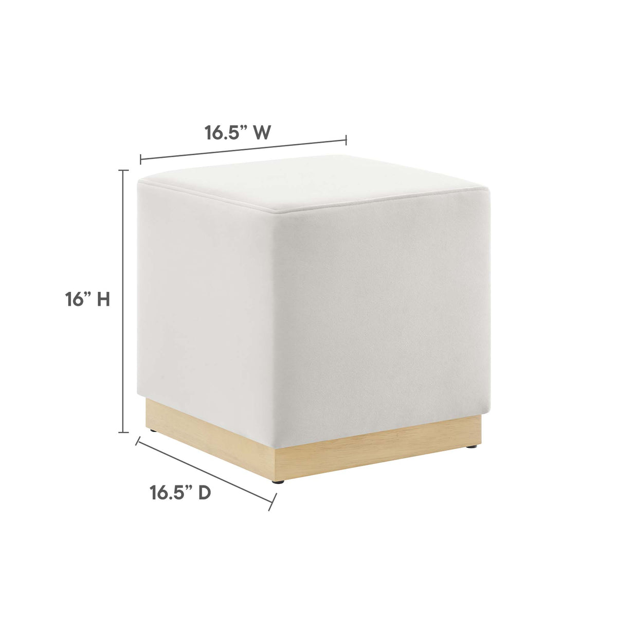 Tilden 17" Square Performance Velvet Upholstered Ottoman - Alabaster Natural