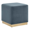 Tilden 17" Square Performance Velvet Upholstered Ottoman - Cadet Blue Natural