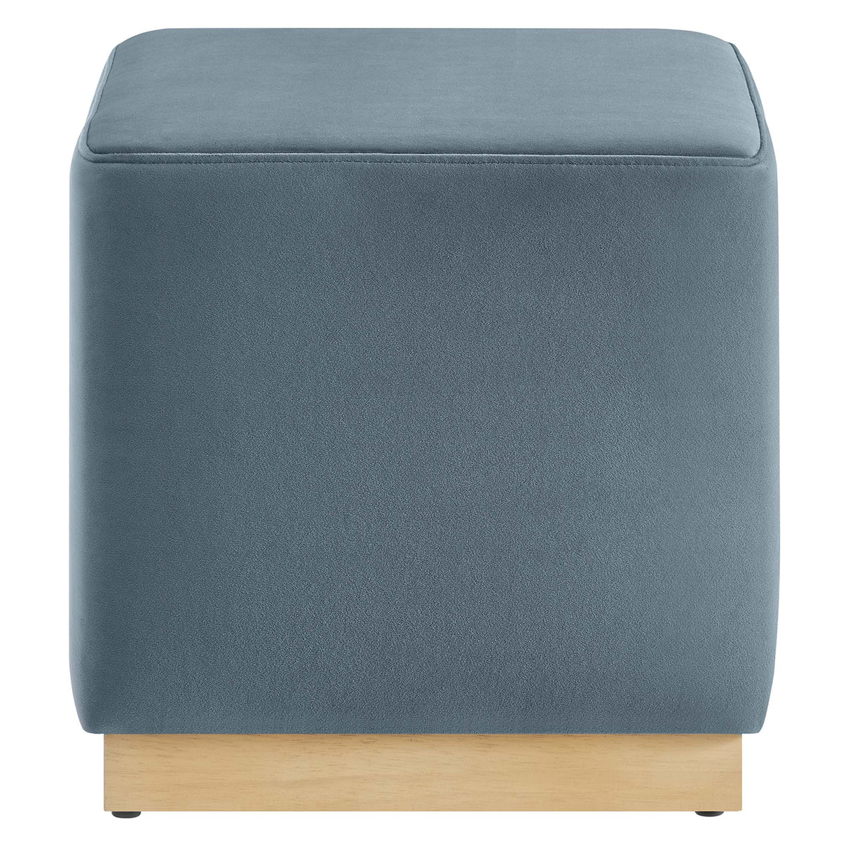 Tilden 17" Square Performance Velvet Upholstered Ottoman - Cadet Blue Natural