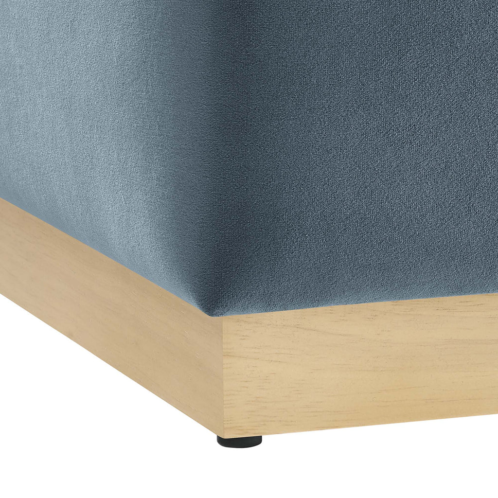 Tilden 17" Square Performance Velvet Upholstered Ottoman - Cadet Blue Natural