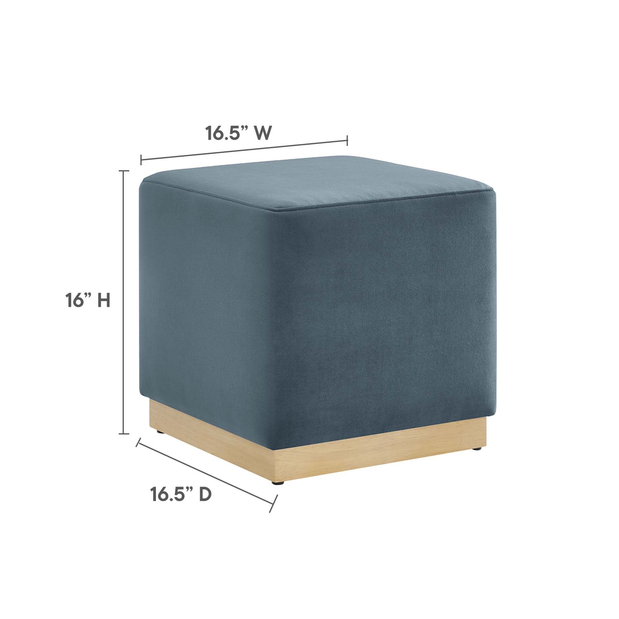 Tilden 17" Square Performance Velvet Upholstered Ottoman - Cadet Blue Natural