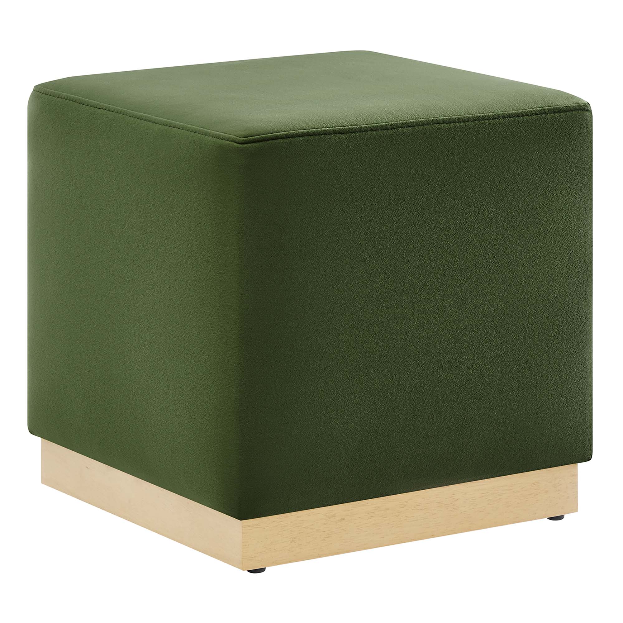 Tilden 17" Square Performance Velvet Upholstered Ottoman - Moss Green Natural
