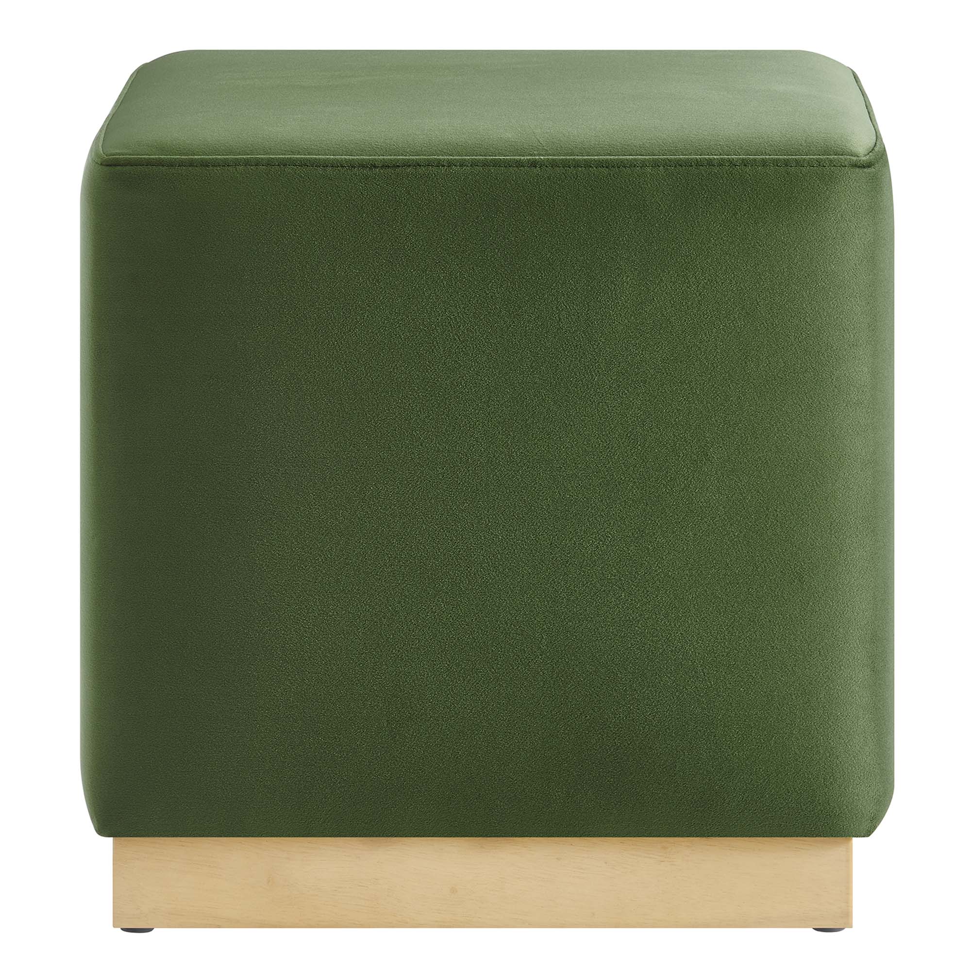 Tilden 17" Square Performance Velvet Upholstered Ottoman - Moss Green Natural