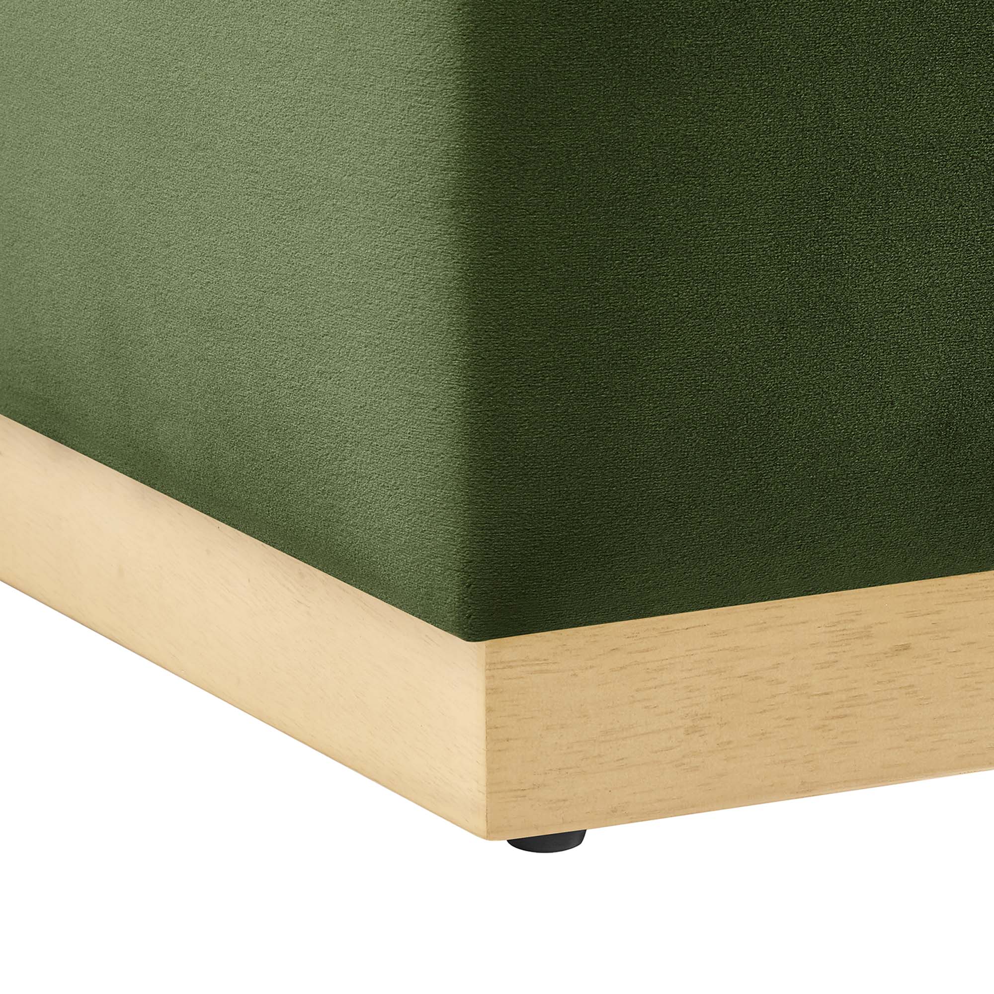 Tilden 17" Square Performance Velvet Upholstered Ottoman - Moss Green Natural