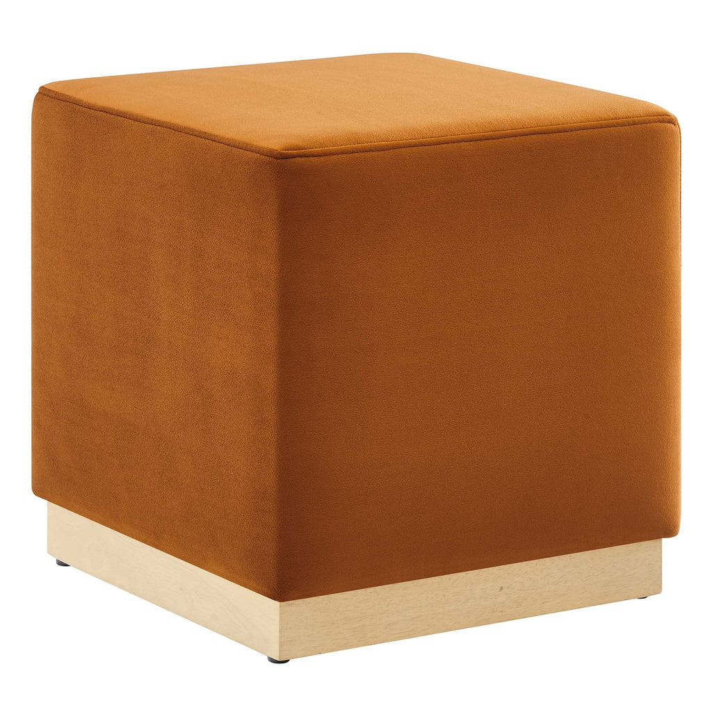 Tilden 17" Square Performance Velvet Upholstered Ottoman - Rust Natural
