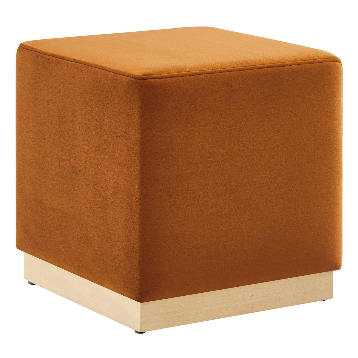Tilden 17" Square Performance Velvet Upholstered Ottoman - Rust Natural