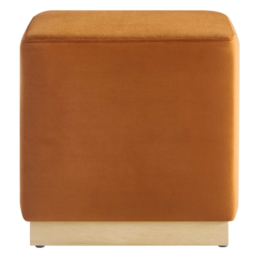 Tilden 17" Square Performance Velvet Upholstered Ottoman - Rust Natural