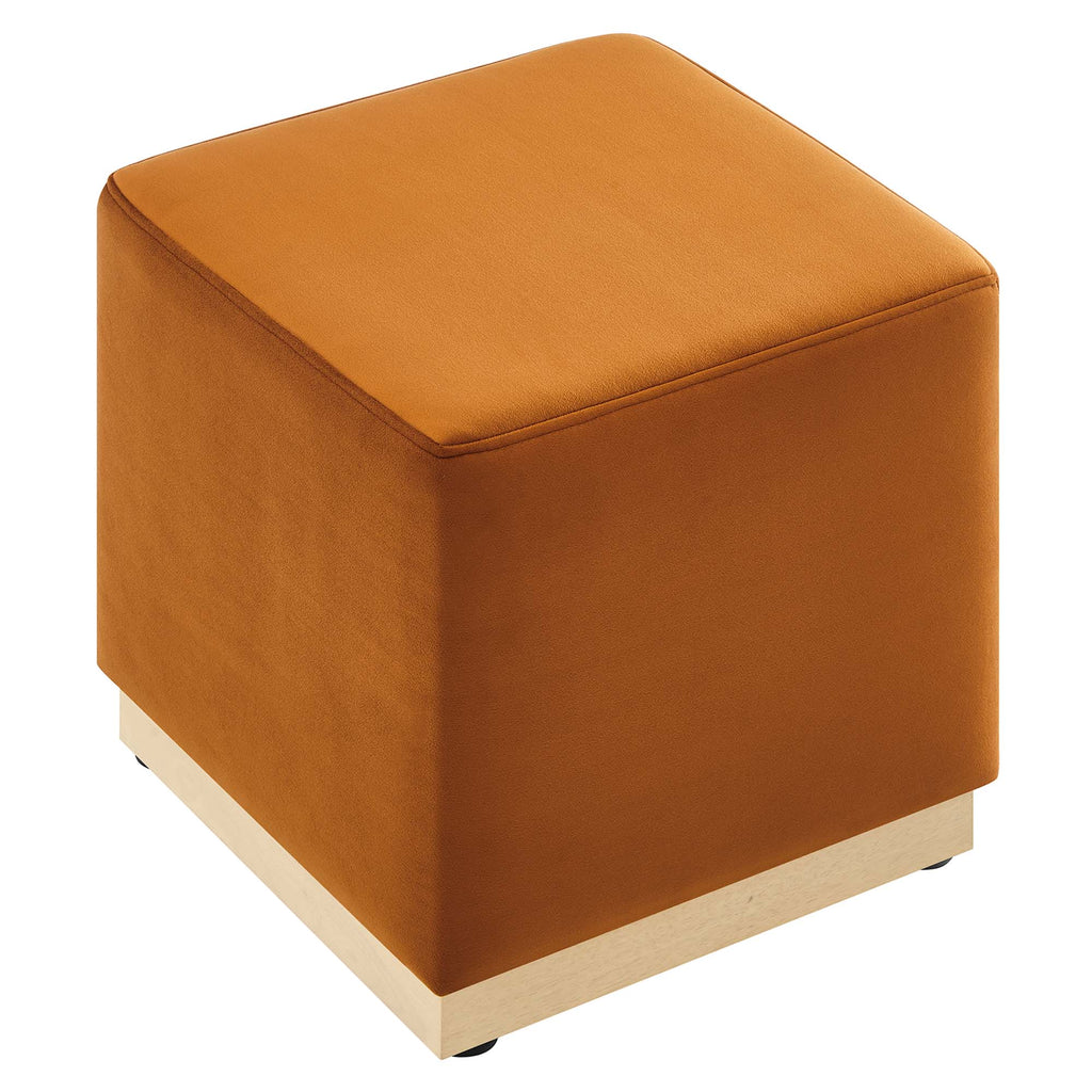Tilden 17" Square Performance Velvet Upholstered Ottoman - Rust Natural