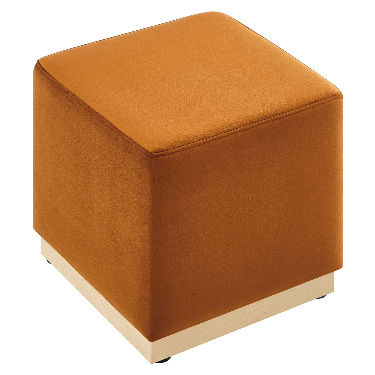 Tilden 17" Square Performance Velvet Upholstered Ottoman - Rust Natural