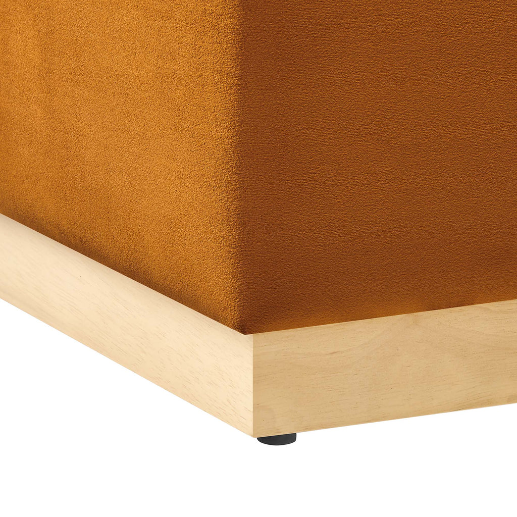 Tilden 17" Square Performance Velvet Upholstered Ottoman - Rust Natural