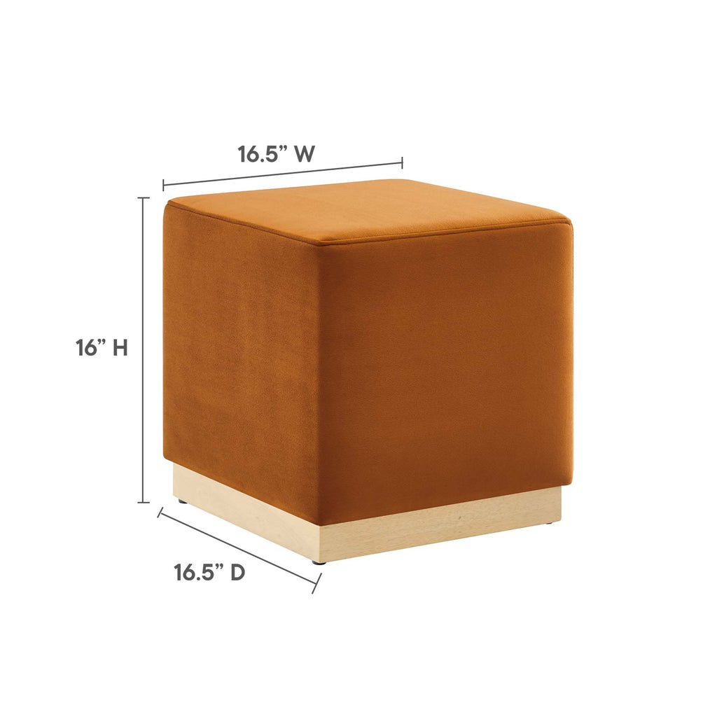 Tilden 17" Square Performance Velvet Upholstered Ottoman - Rust Natural