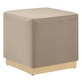Tilden 17" Square Performance Velvet Upholstered Ottoman - Taupe Natural
