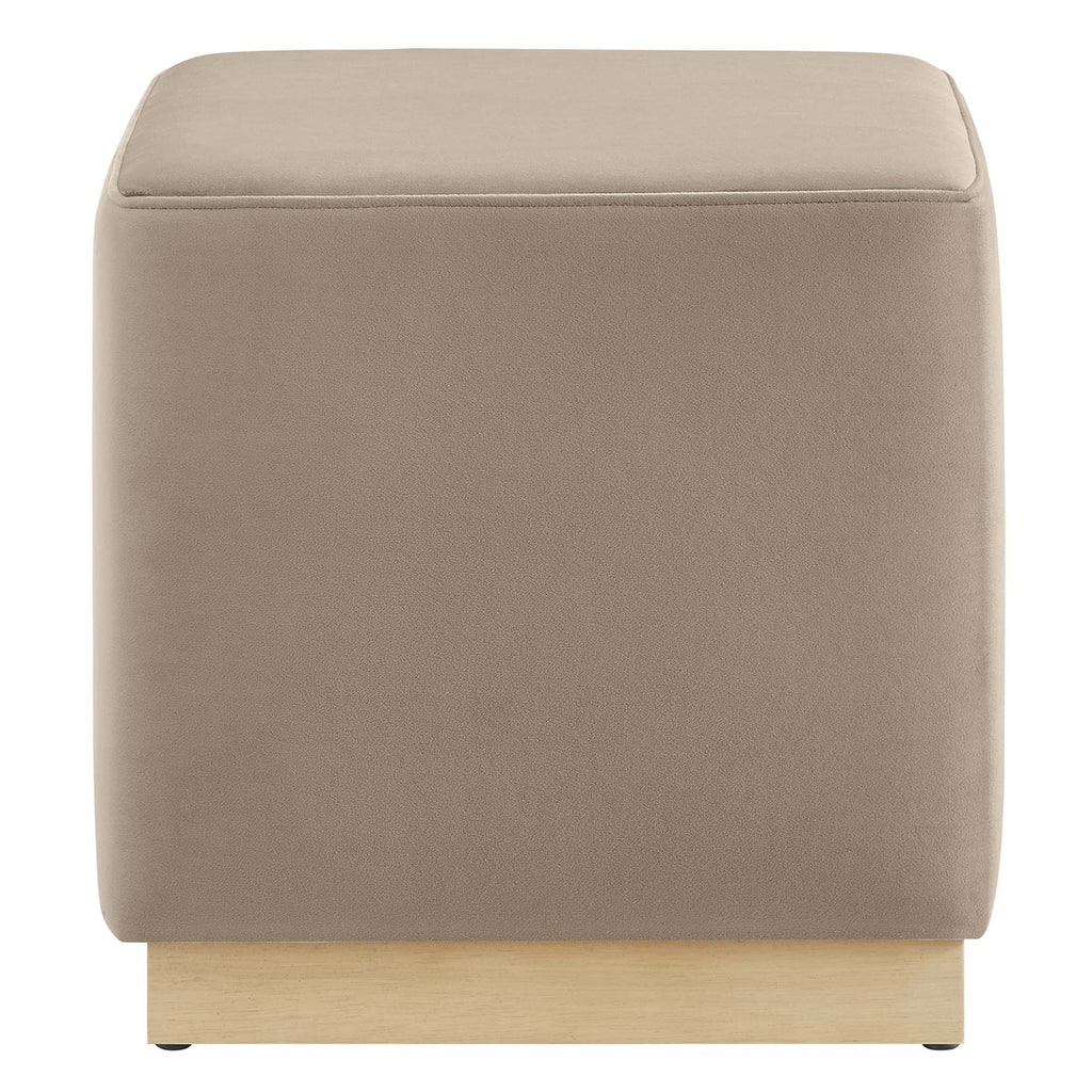 Tilden 17" Square Performance Velvet Upholstered Ottoman - Taupe Natural