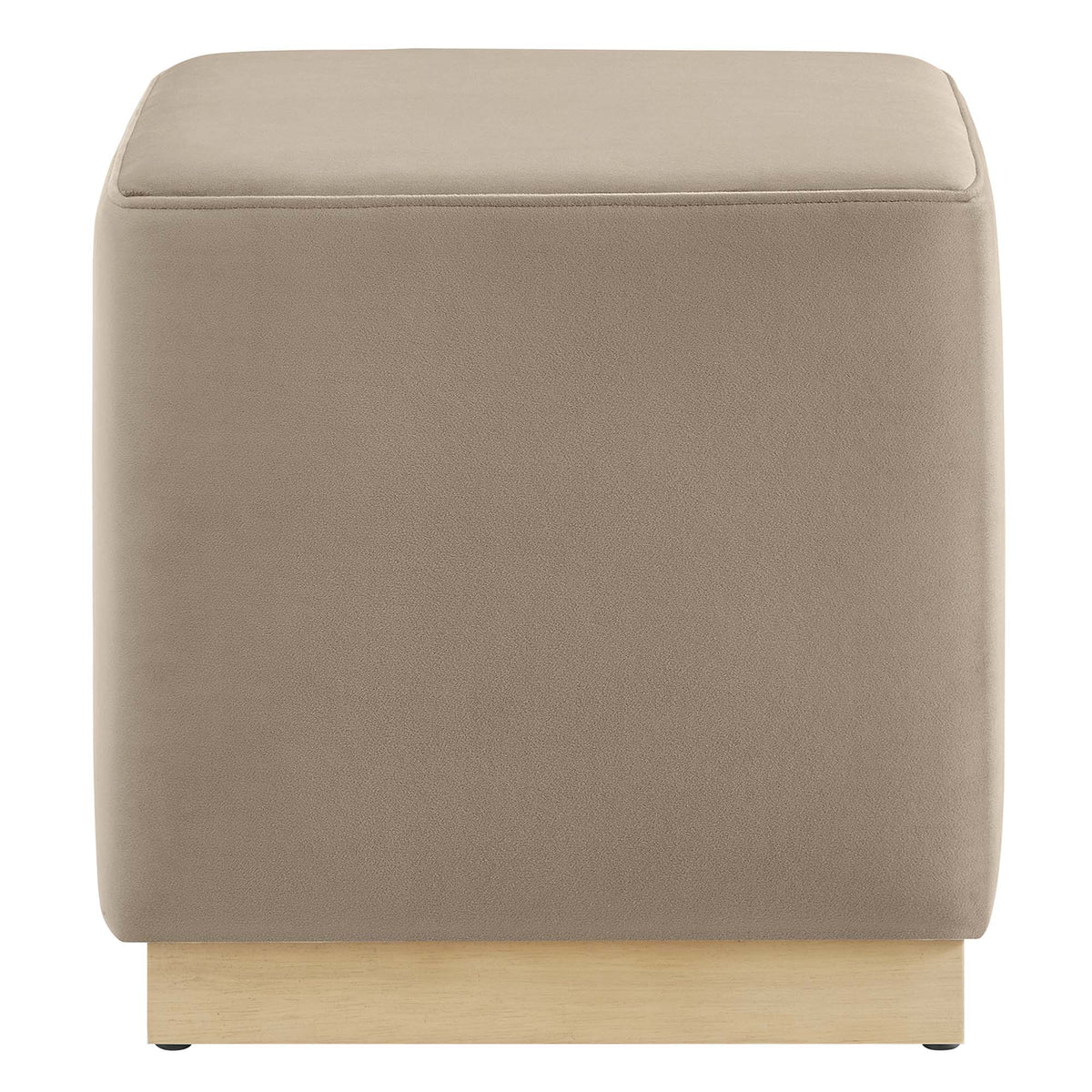 Tilden 17" Square Performance Velvet Upholstered Ottoman - Taupe Natural