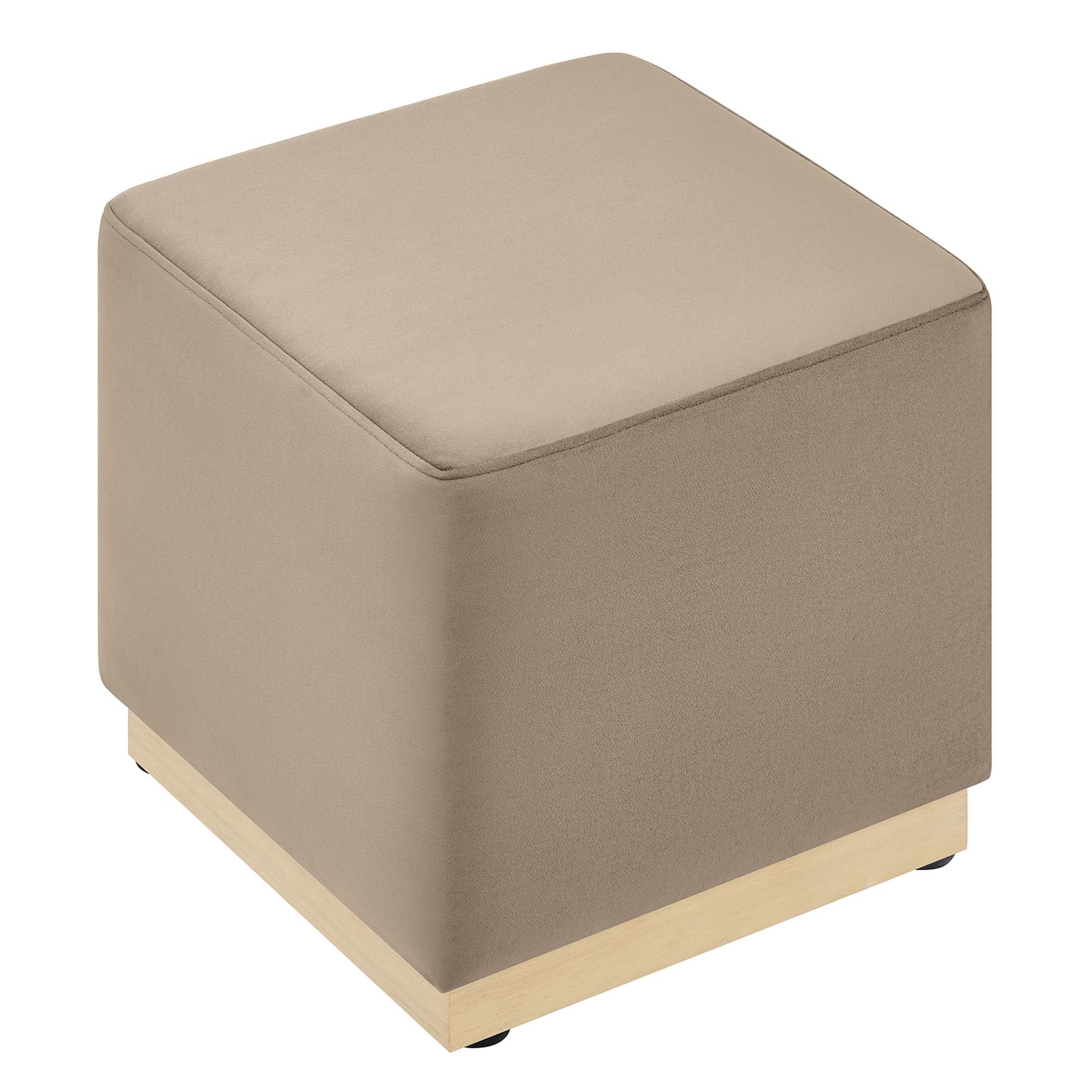 Tilden 17" Square Performance Velvet Upholstered Ottoman - Taupe Natural