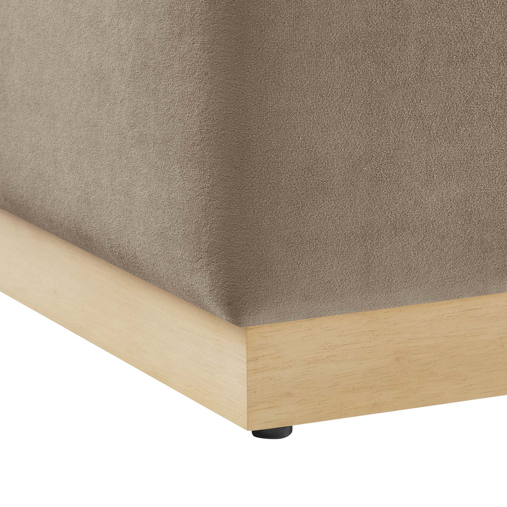 Tilden 17" Square Performance Velvet Upholstered Ottoman - Taupe Natural