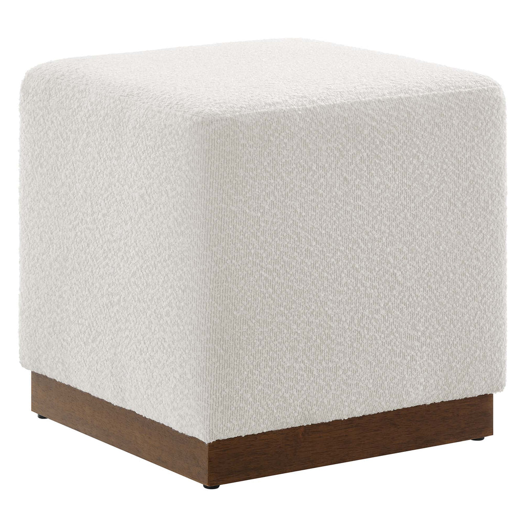 Tilden 17" Square Boucle Upholstered Ottoman - Cloud Walnut