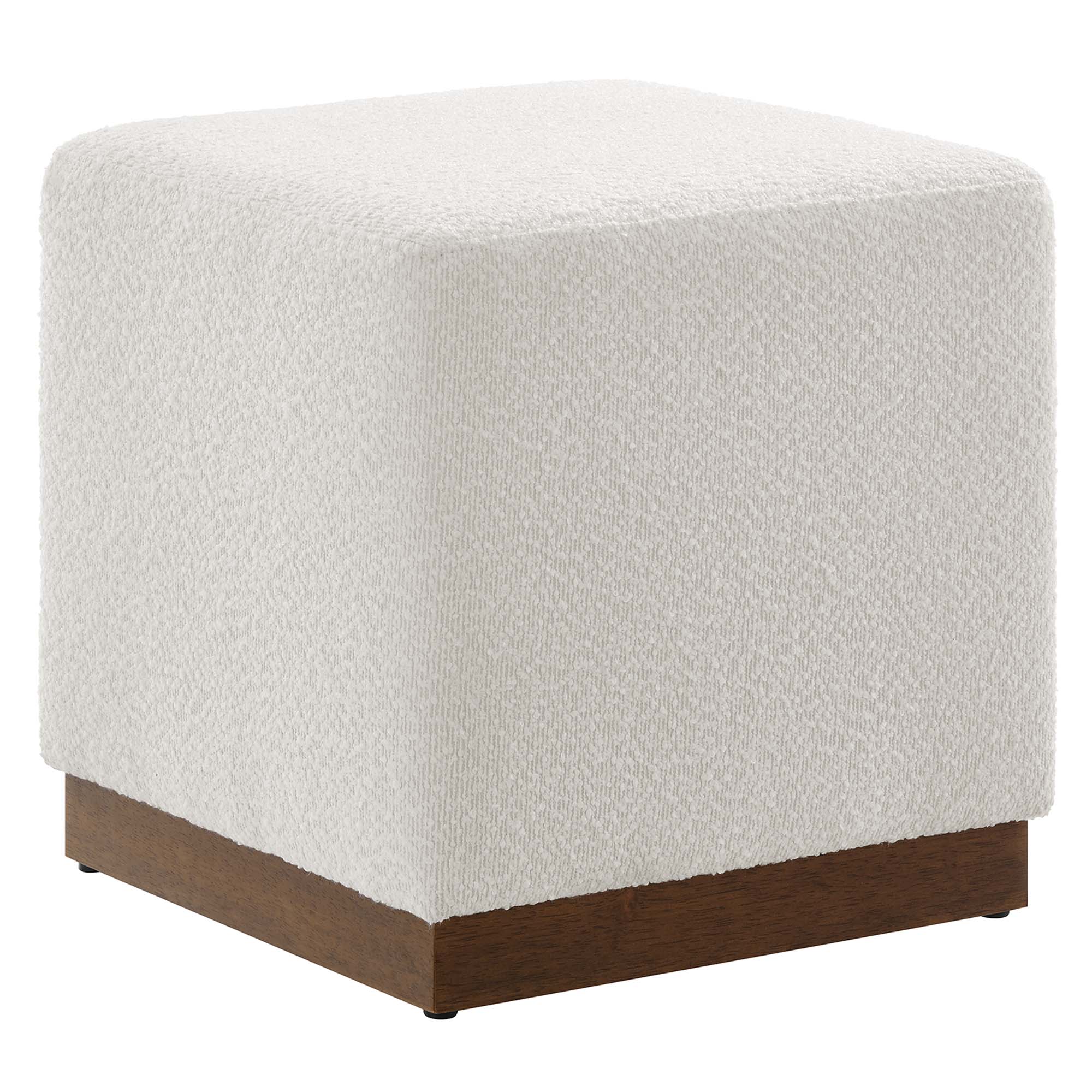 Tilden 17" Square Boucle Upholstered Ottoman - Cloud Walnut