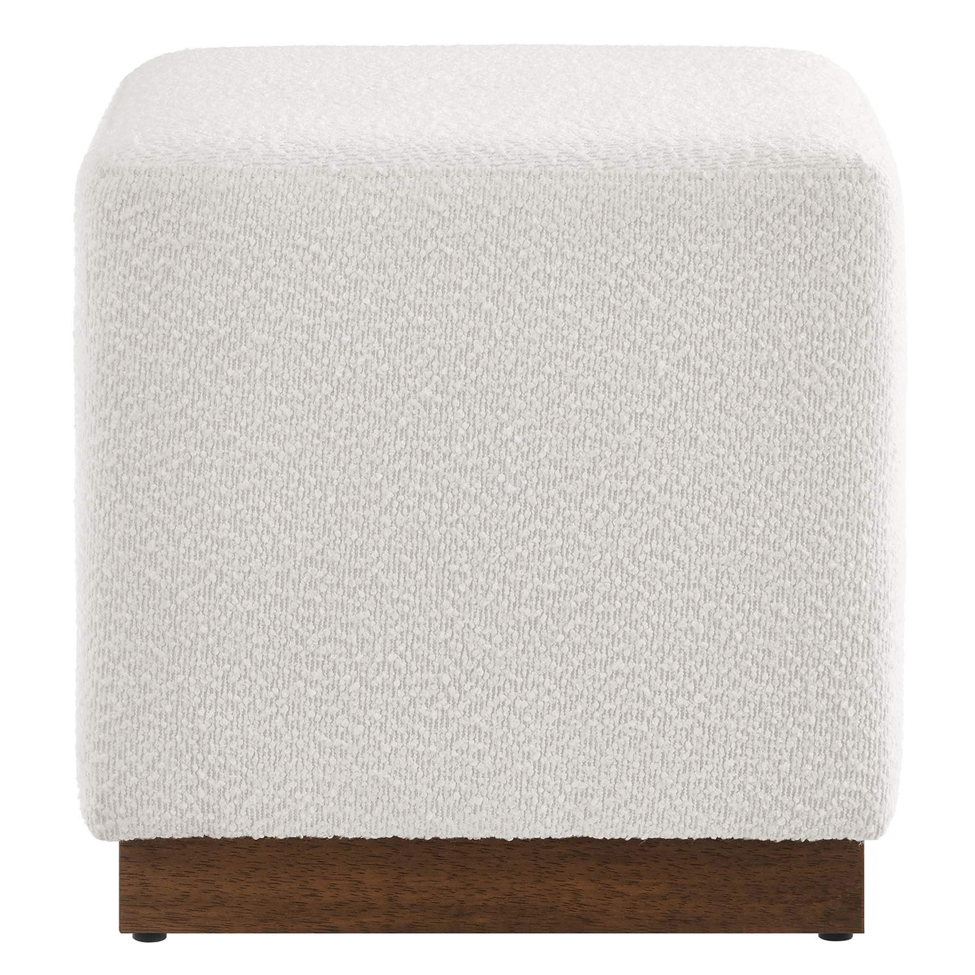 Tilden 17" Square Boucle Upholstered Ottoman - Cloud Walnut