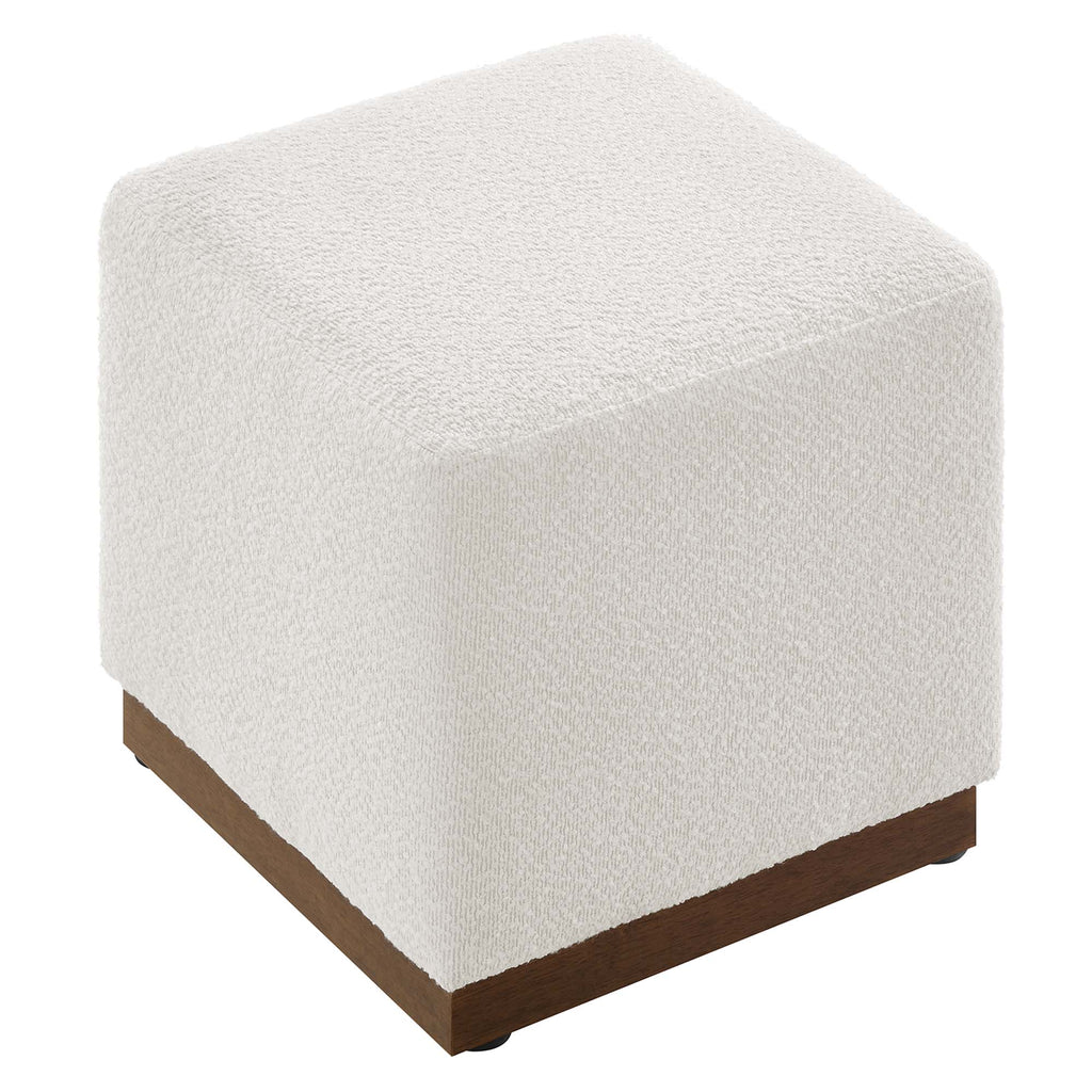 Tilden 17" Square Boucle Upholstered Ottoman - Cloud Walnut