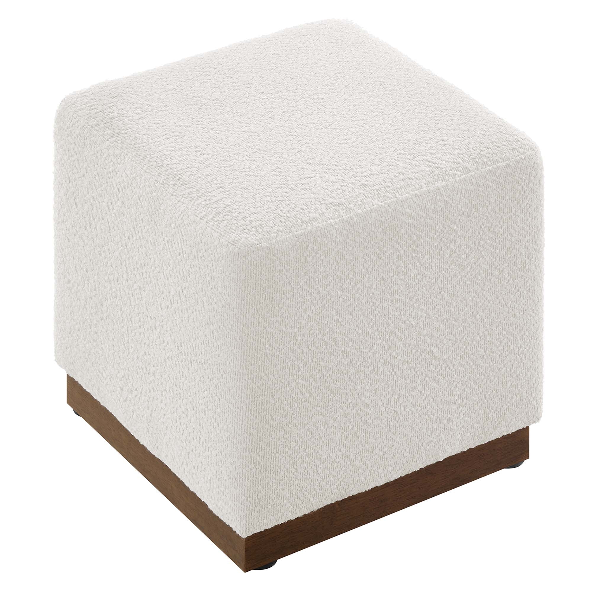 Tilden 17" Square Boucle Upholstered Ottoman - Cloud Walnut