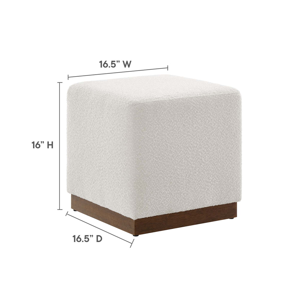 Tilden 17" Square Boucle Upholstered Ottoman - Cloud Walnut