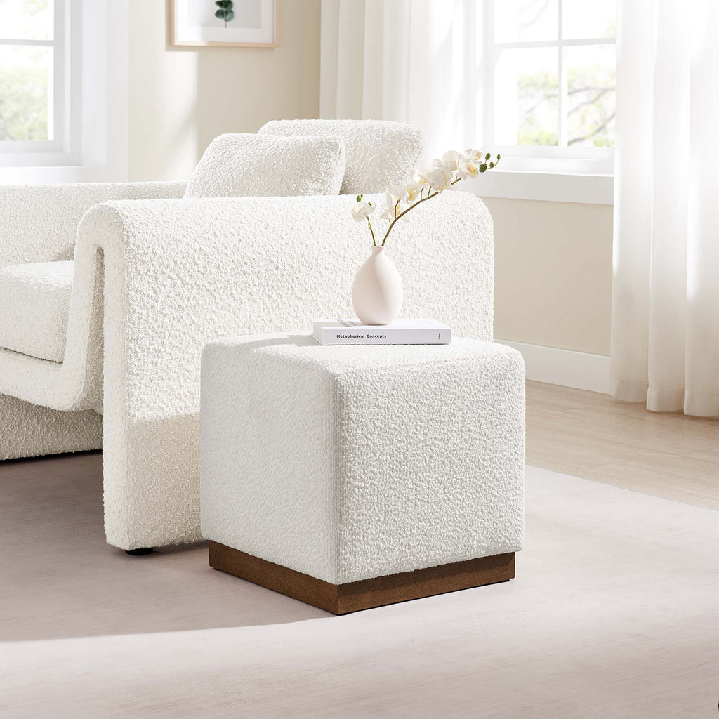 Tilden 17" Square Boucle Upholstered Ottoman - Cloud Walnut