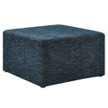 Callum Large 28" Square Woven Heathered Fabric Upholstered Ottoman - Heathered Weave Azure