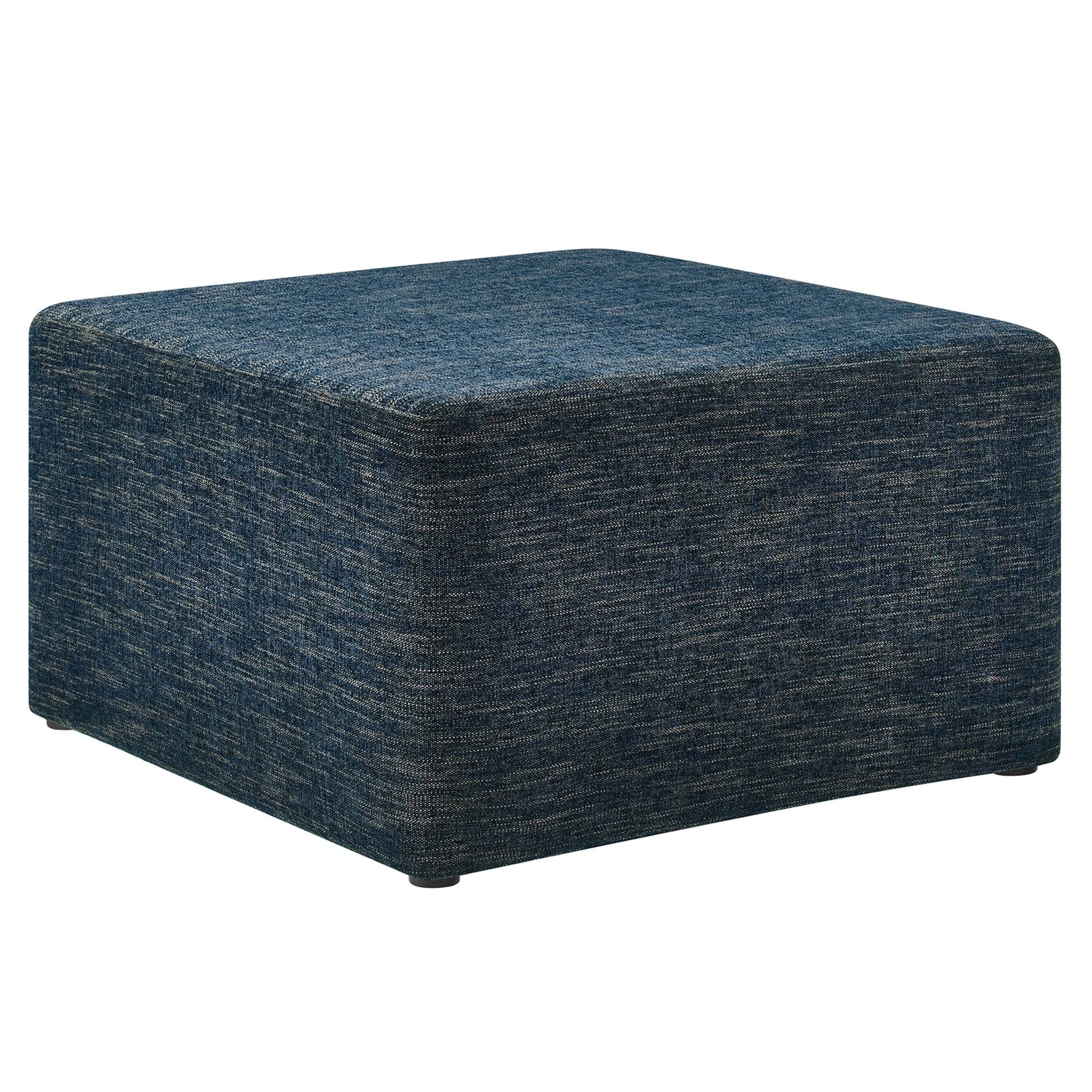Callum Large 28" Square Woven Heathered Fabric Upholstered Ottoman - Heathered Weave Azure