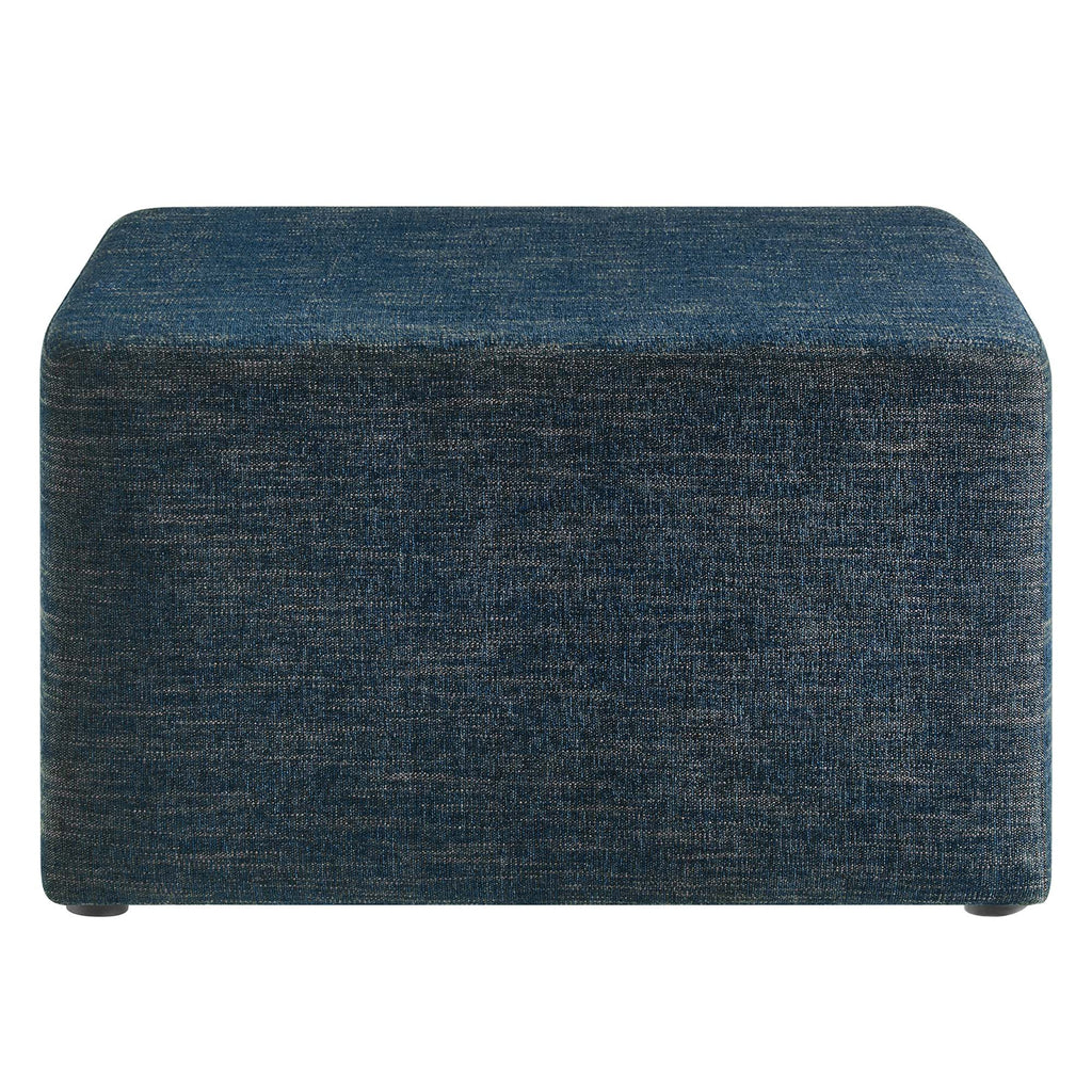 Callum Large 28" Square Woven Heathered Fabric Upholstered Ottoman - Heathered Weave Azure