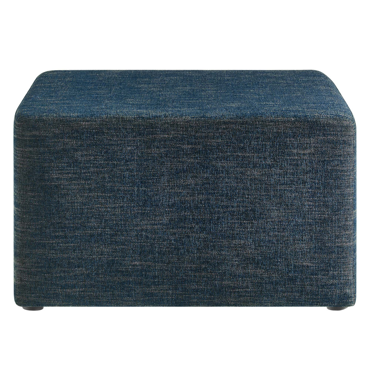 Callum Large 28" Square Woven Heathered Fabric Upholstered Ottoman - Heathered Weave Azure