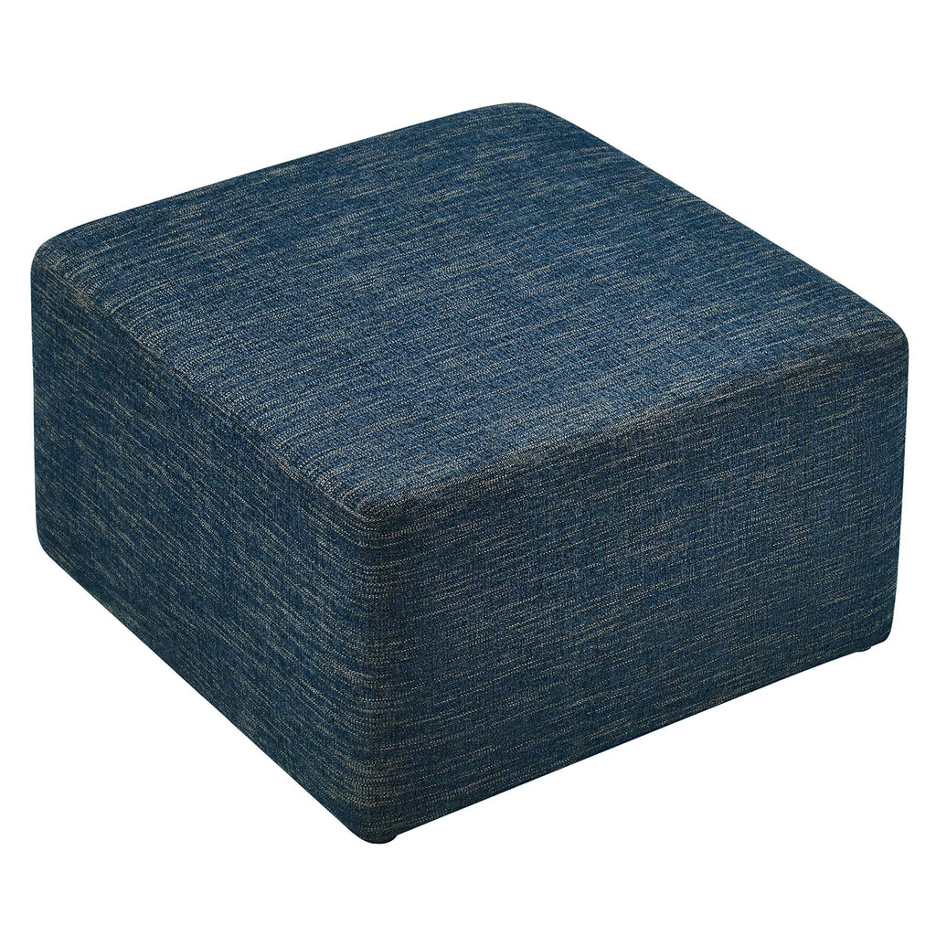 Callum Large 28" Square Woven Heathered Fabric Upholstered Ottoman - Heathered Weave Azure