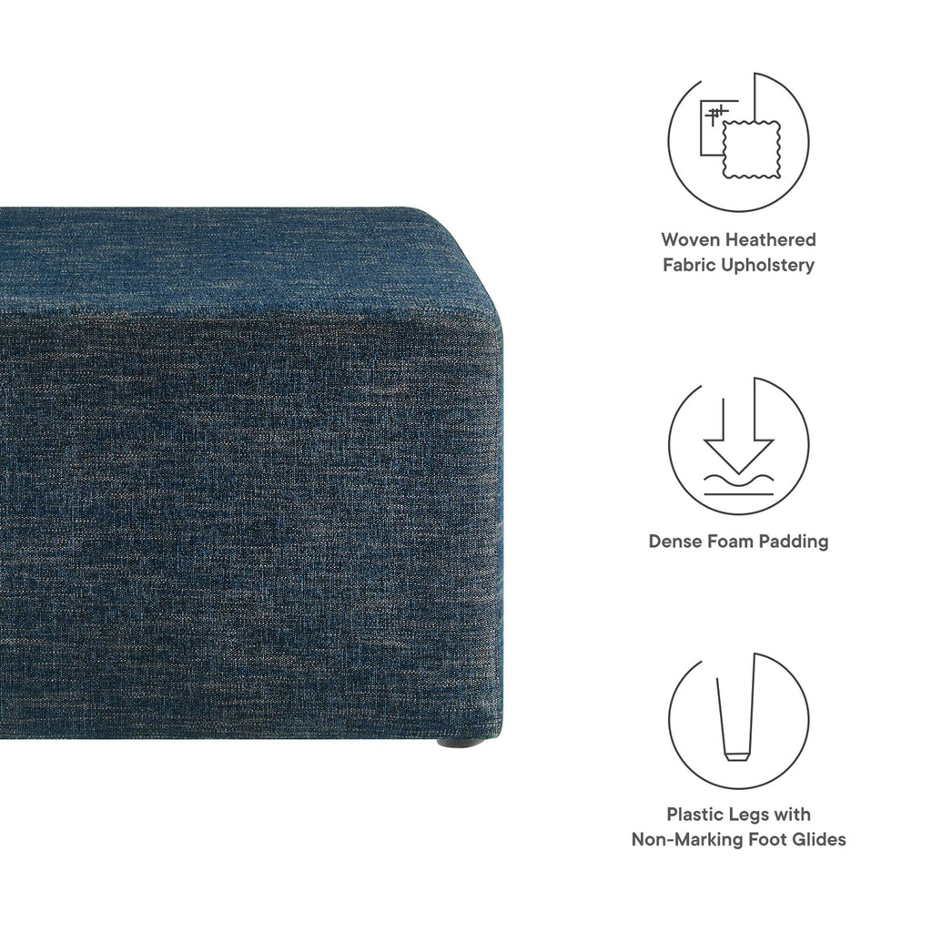 Callum Large 28" Square Woven Heathered Fabric Upholstered Ottoman - Heathered Weave Azure