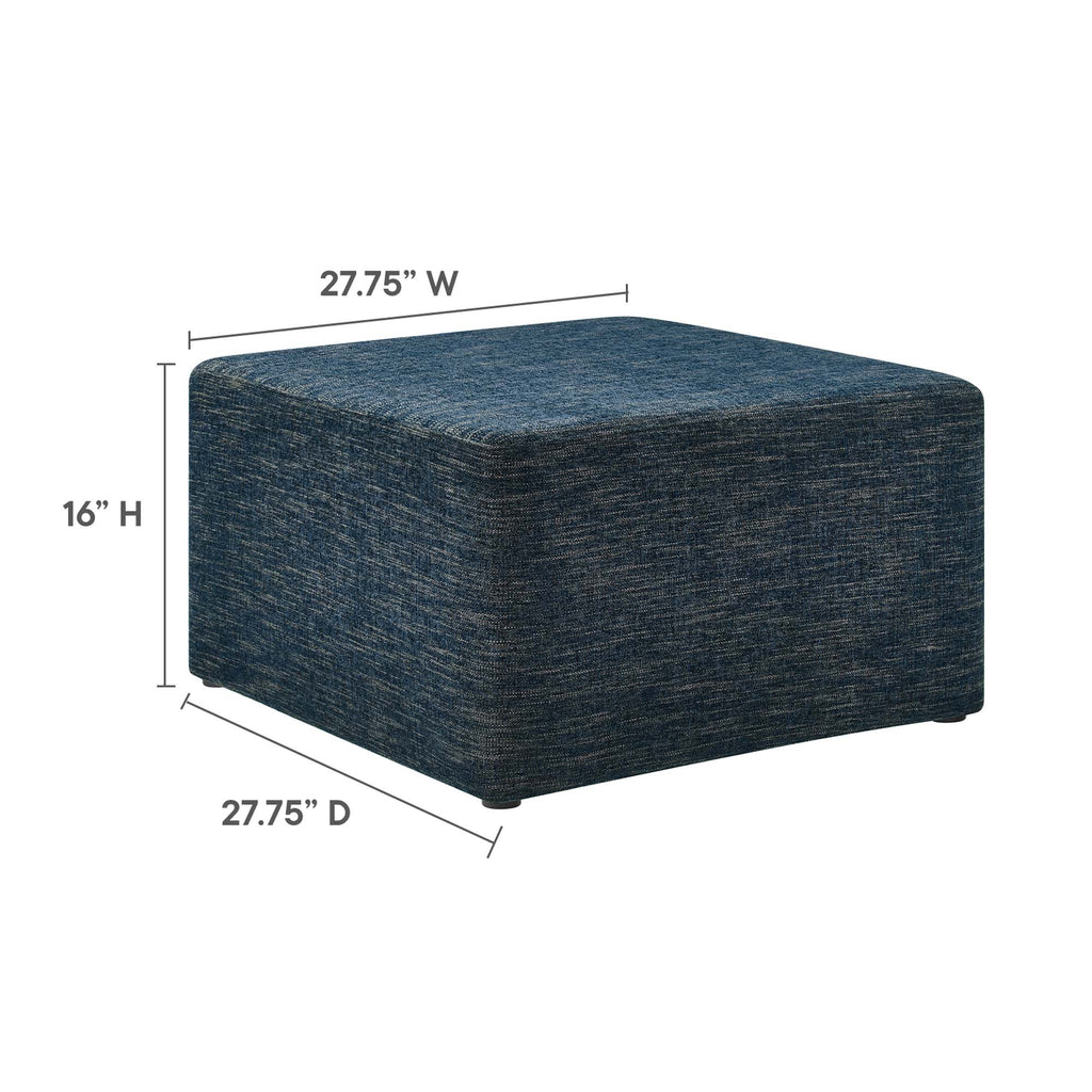 Callum Large 28" Square Woven Heathered Fabric Upholstered Ottoman - Heathered Weave Azure