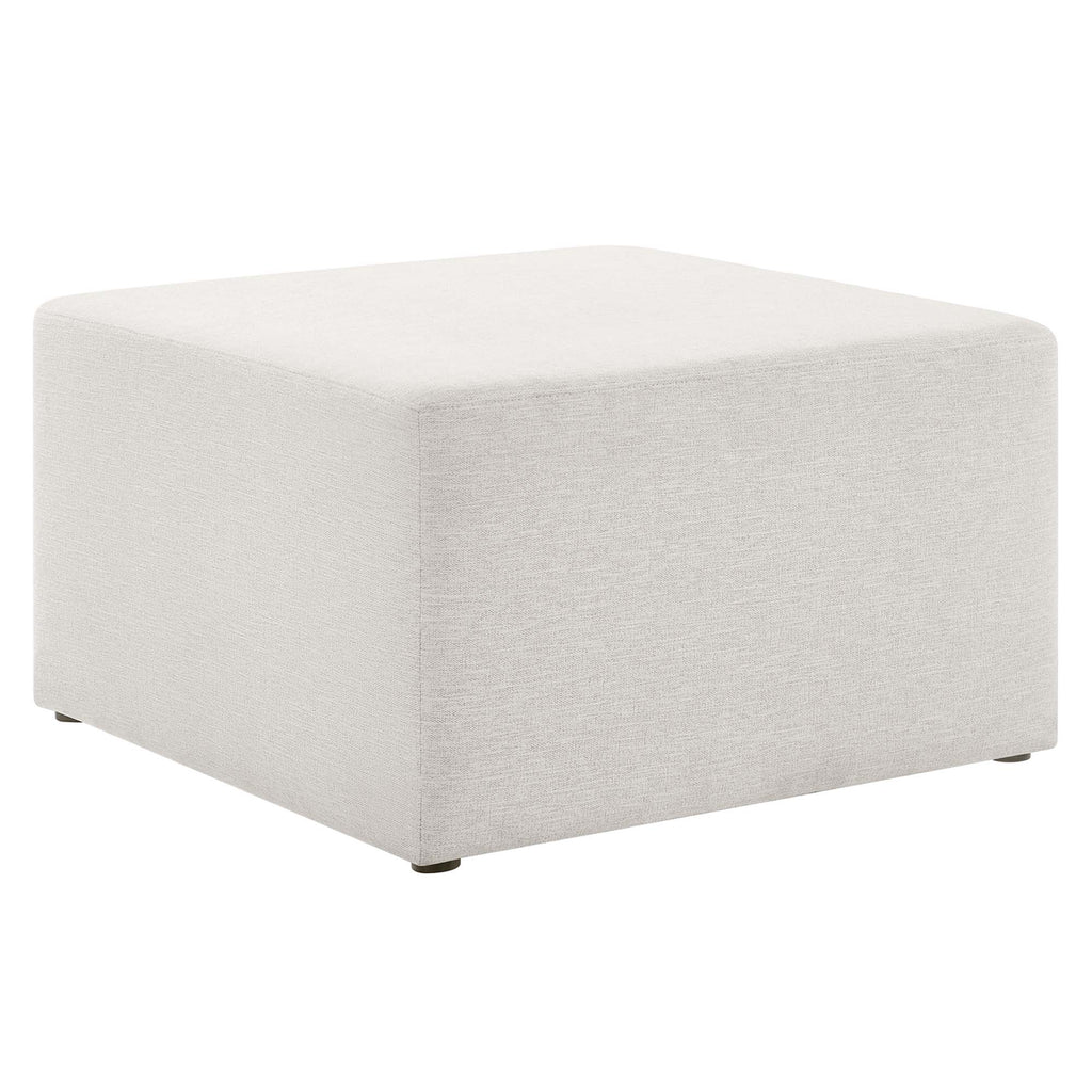 Callum Large 28" Square Woven Heathered Fabric Upholstered Ottoman - Heathered Weave Ivory