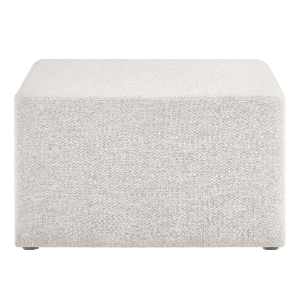Callum Large 28" Square Woven Heathered Fabric Upholstered Ottoman - Heathered Weave Ivory