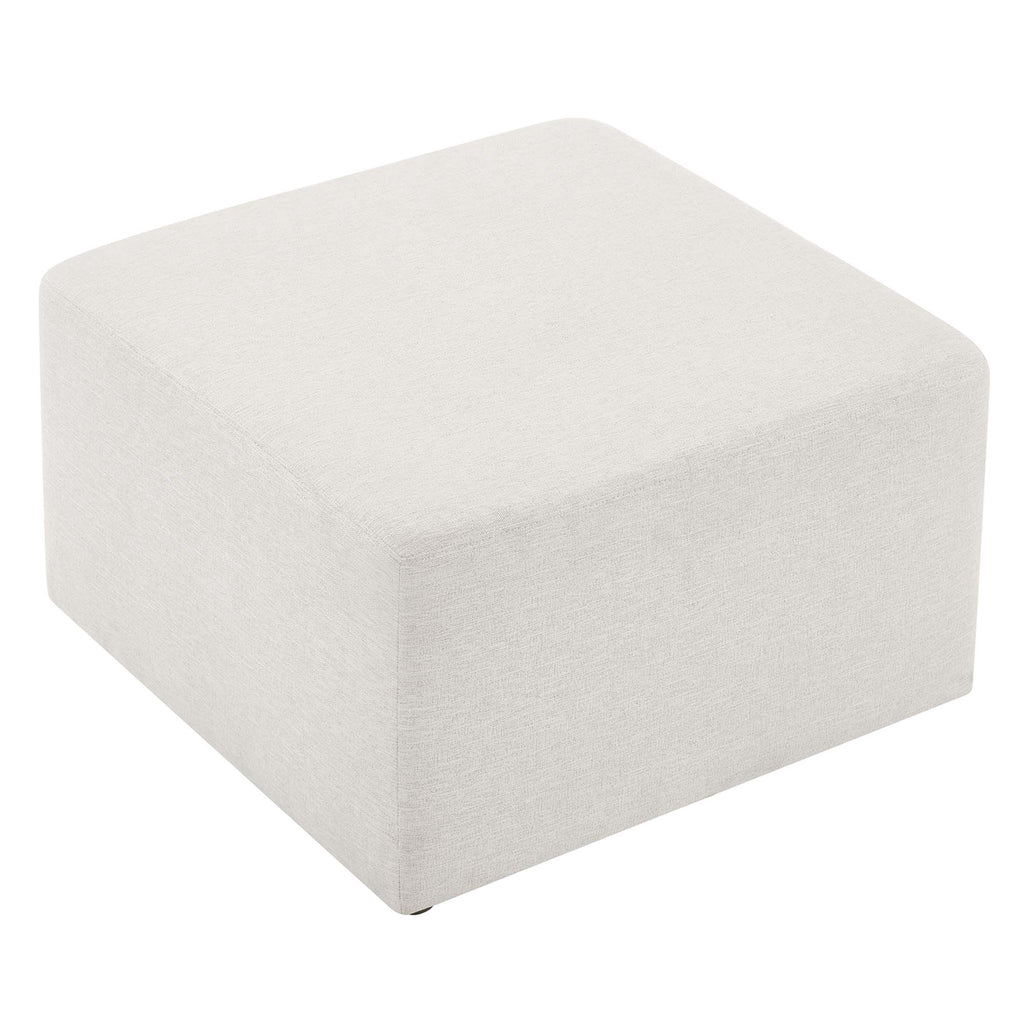 Callum Large 28" Square Woven Heathered Fabric Upholstered Ottoman - Heathered Weave Ivory
