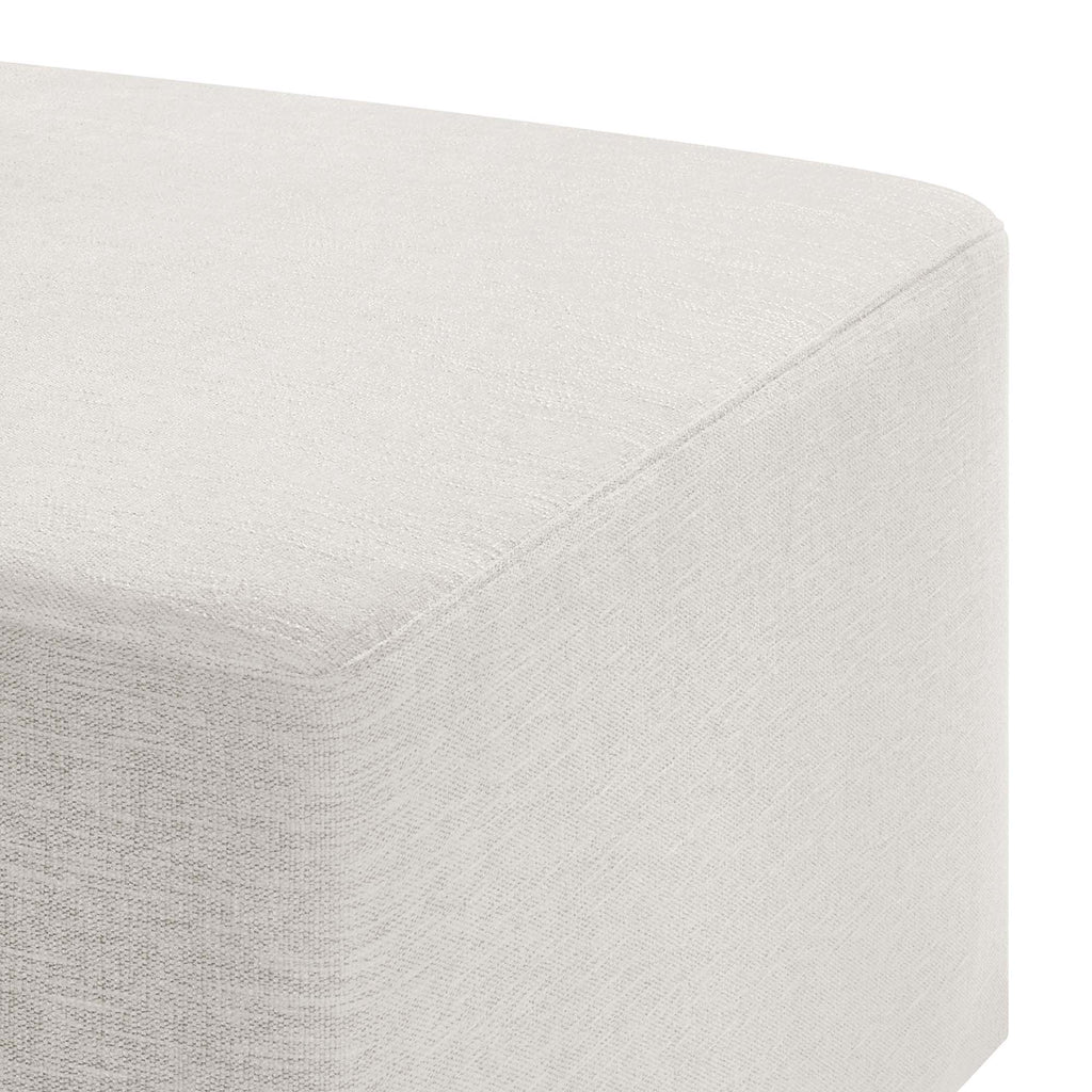 Callum Large 28" Square Woven Heathered Fabric Upholstered Ottoman - Heathered Weave Ivory