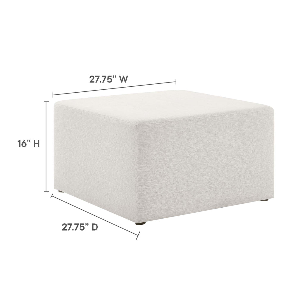 Callum Large 28" Square Woven Heathered Fabric Upholstered Ottoman - Heathered Weave Ivory