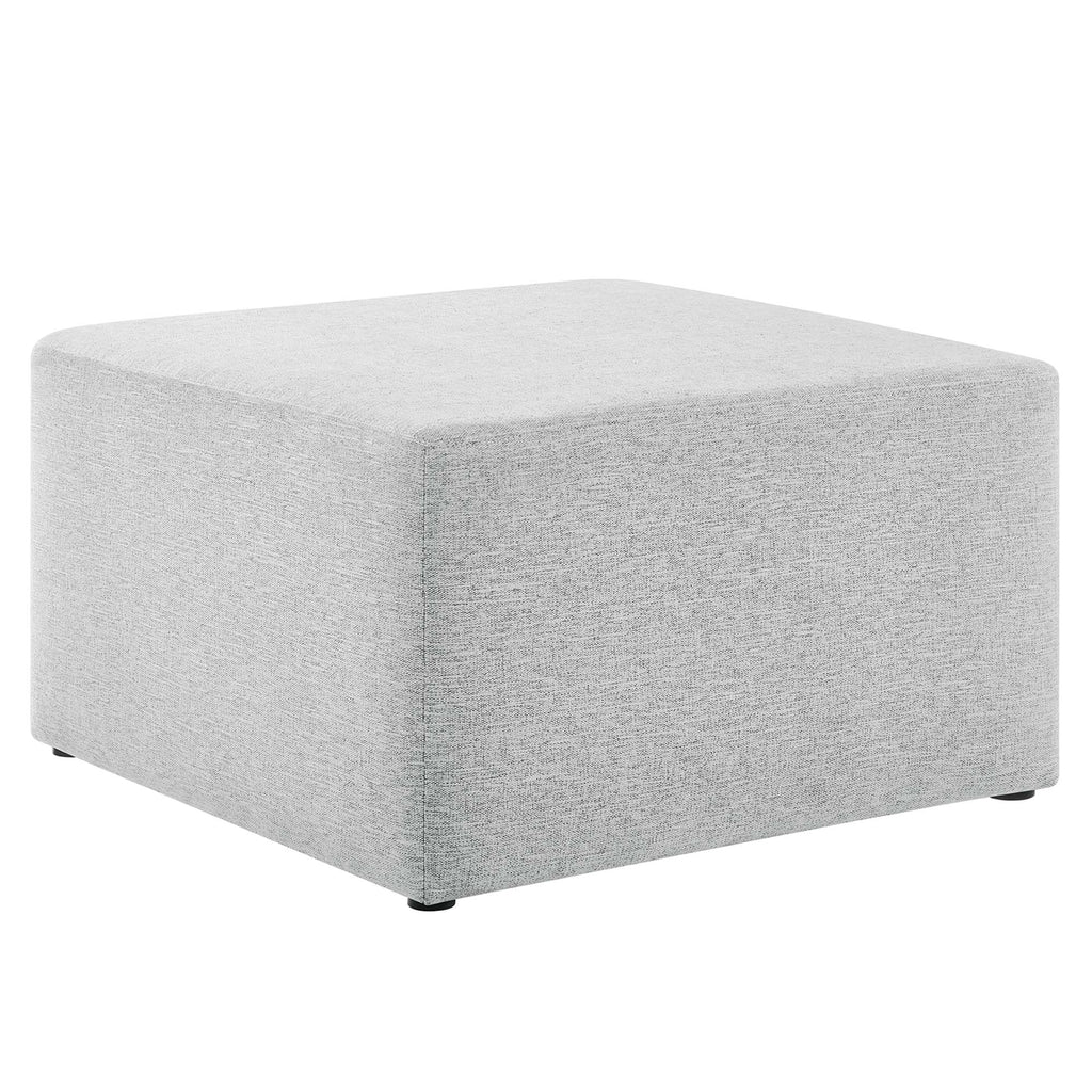 Callum Large 28" Square Woven Heathered Fabric Upholstered Ottoman - Heathered Weave Light Gray