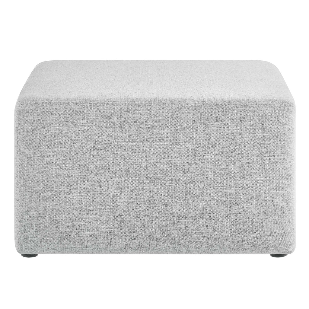 Callum Large 28" Square Woven Heathered Fabric Upholstered Ottoman - Heathered Weave Light Gray