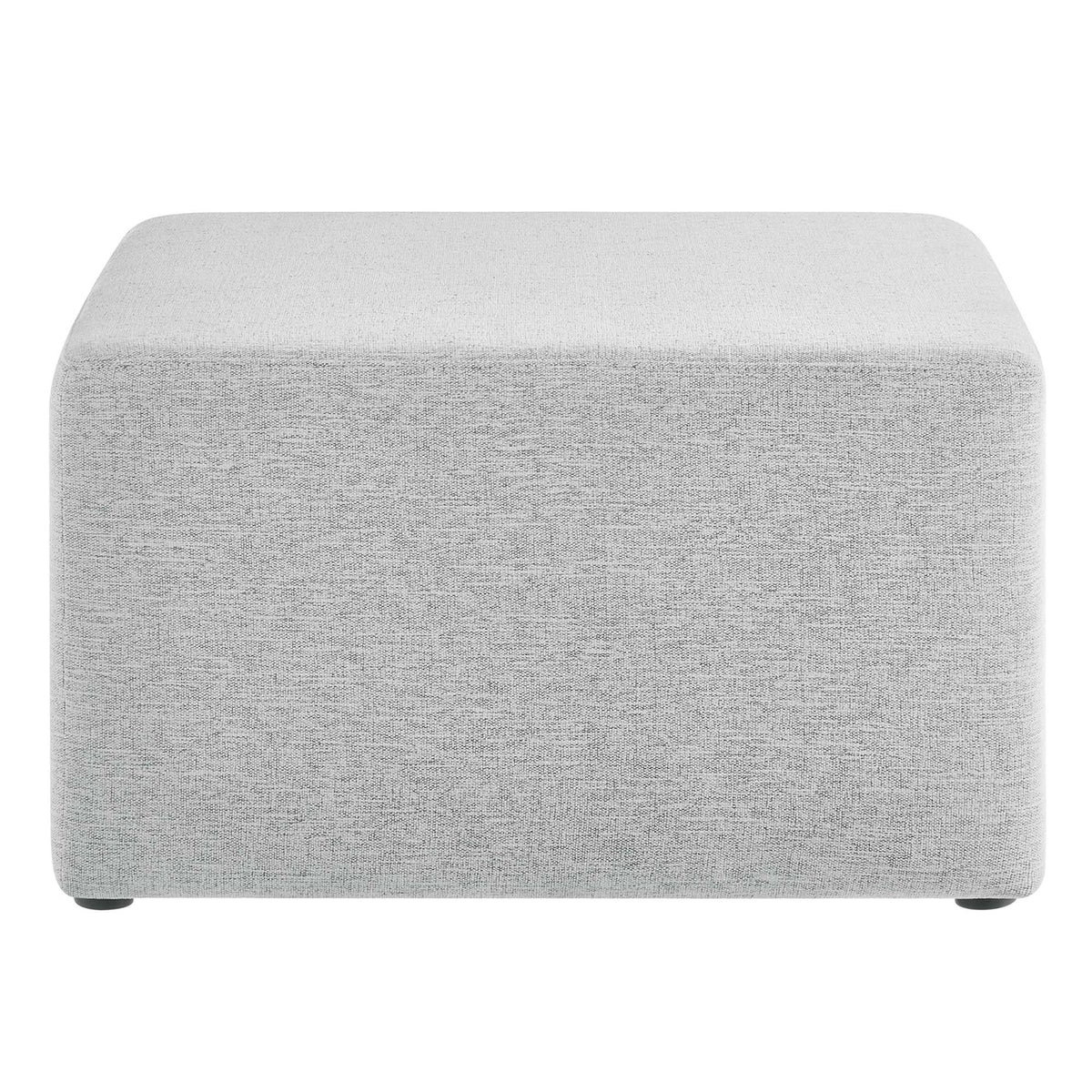 Callum Large 28" Square Woven Heathered Fabric Upholstered Ottoman - Heathered Weave Light Gray