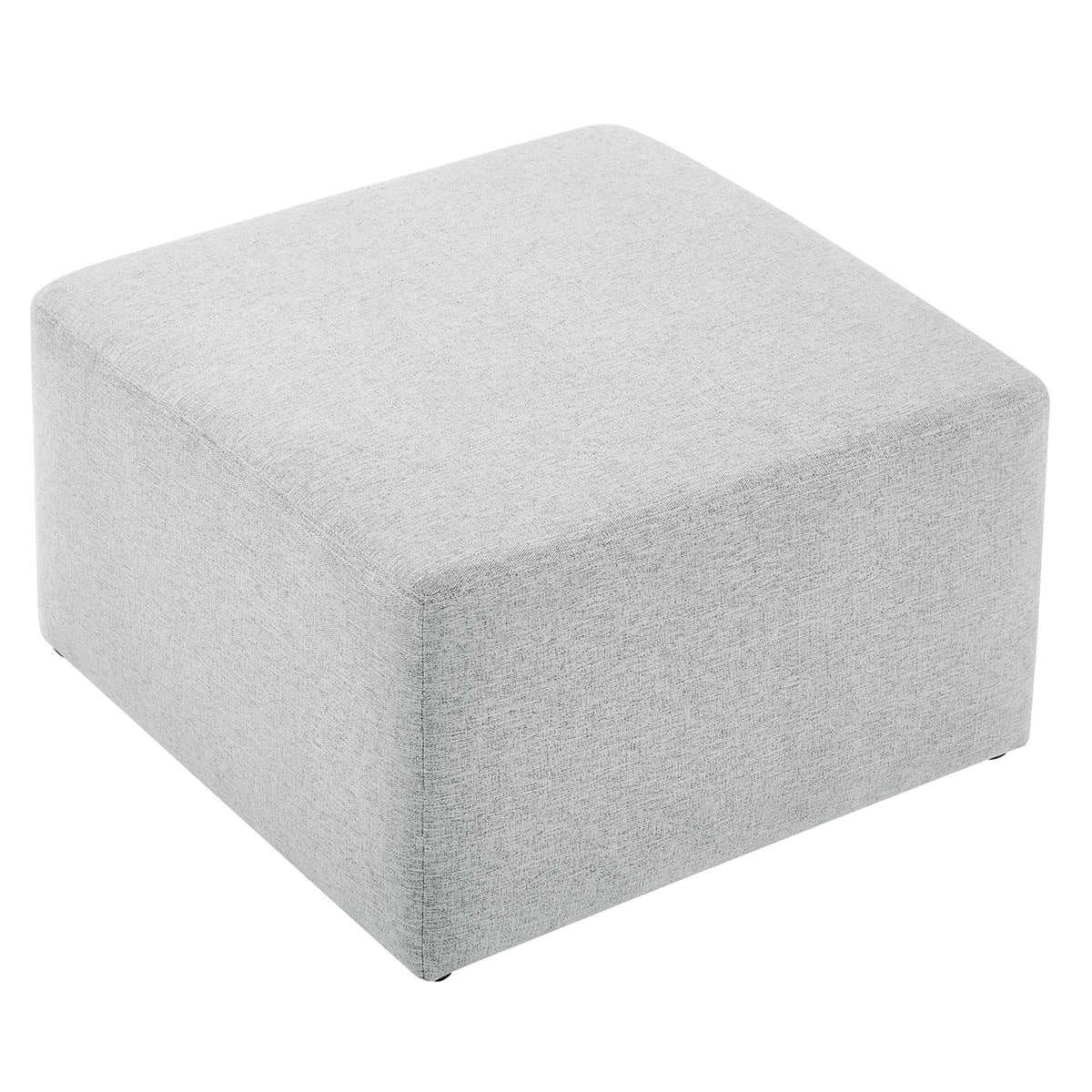 Callum Large 28" Square Woven Heathered Fabric Upholstered Ottoman - Heathered Weave Light Gray